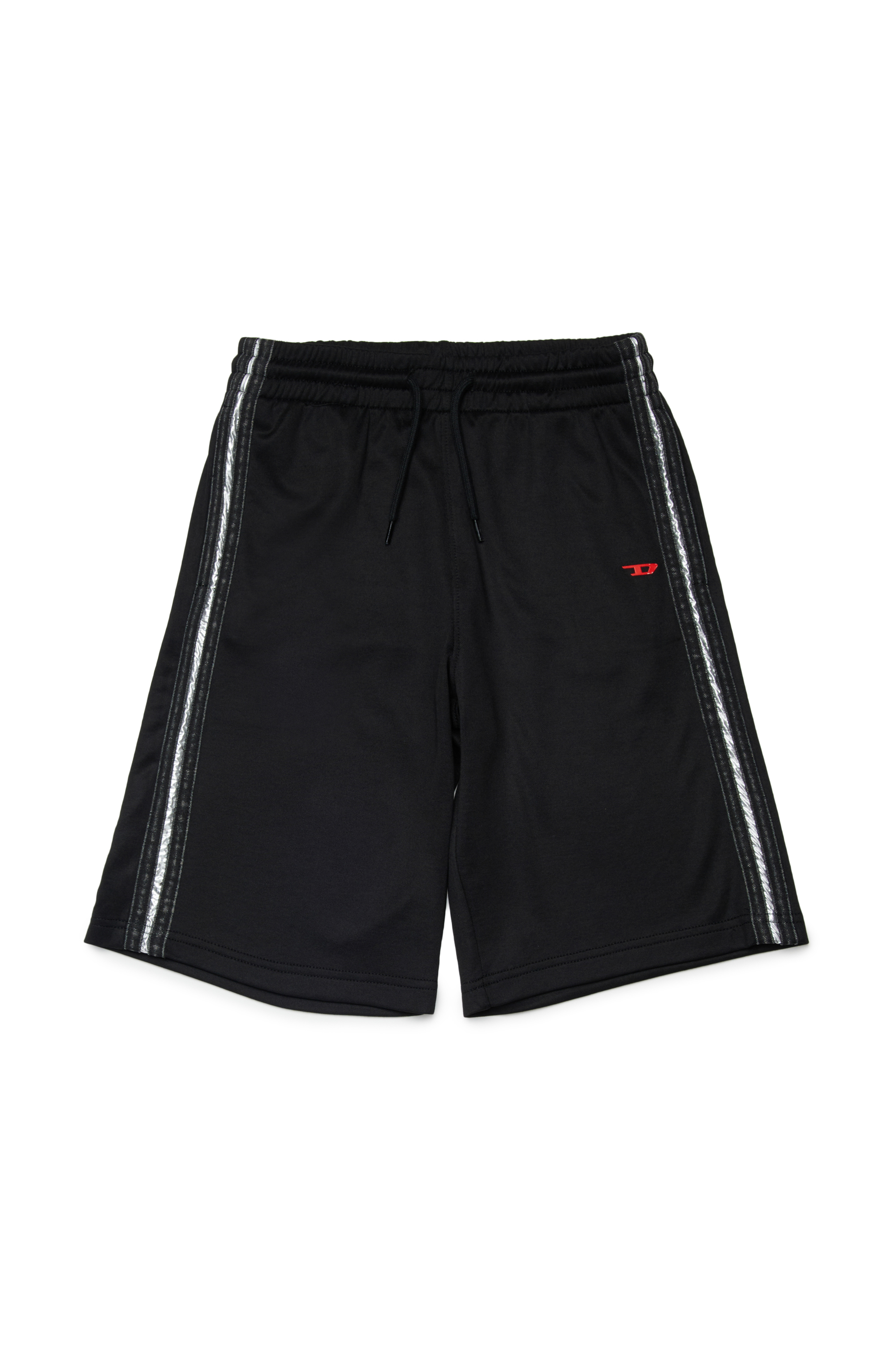 Diesel - PACARON SHORT, Man's Sweat shorts with side bands in Black - 1