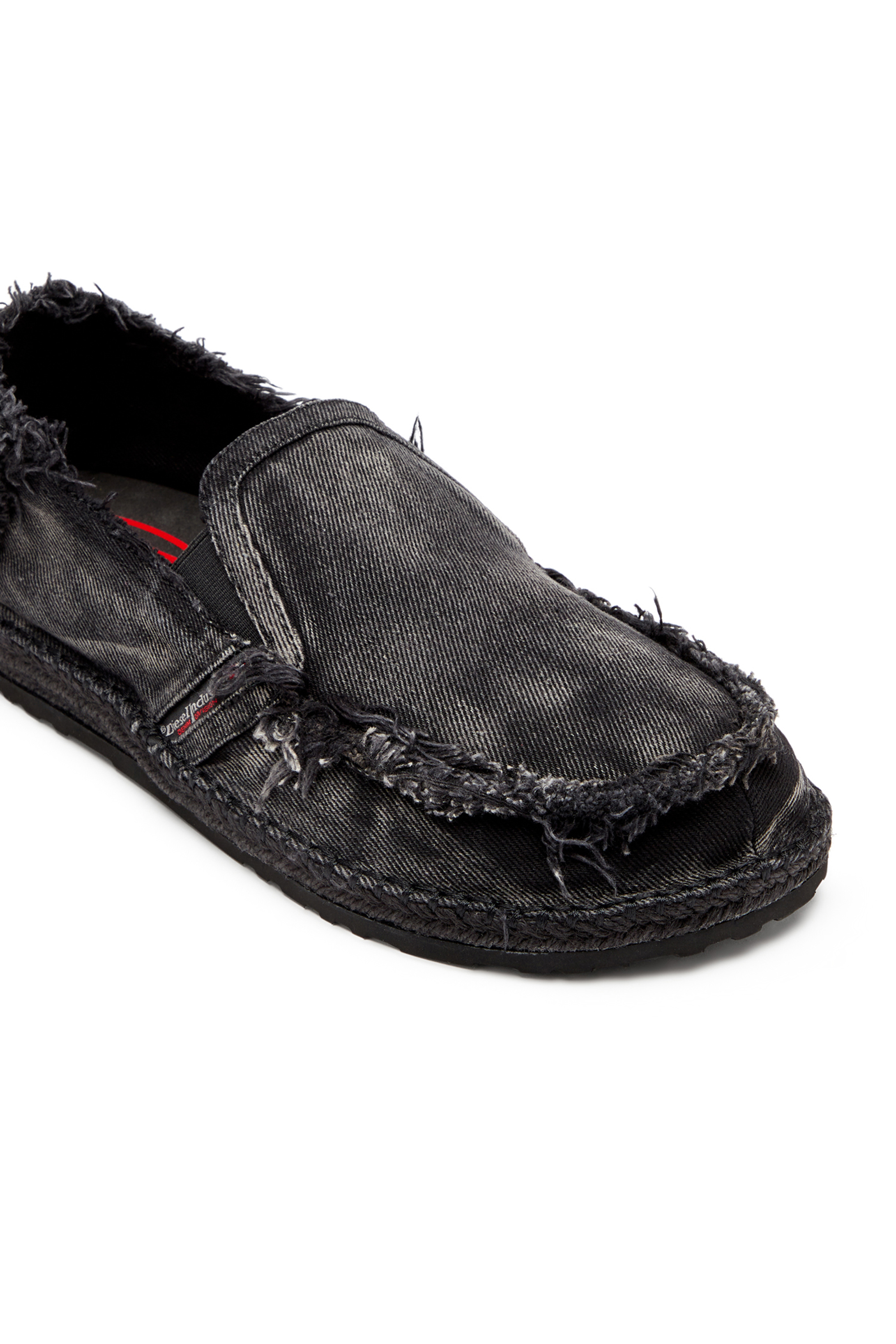 Diesel - D-LUKAS ESP, Man's Espadrille loafers in distressed denim in Black - 7