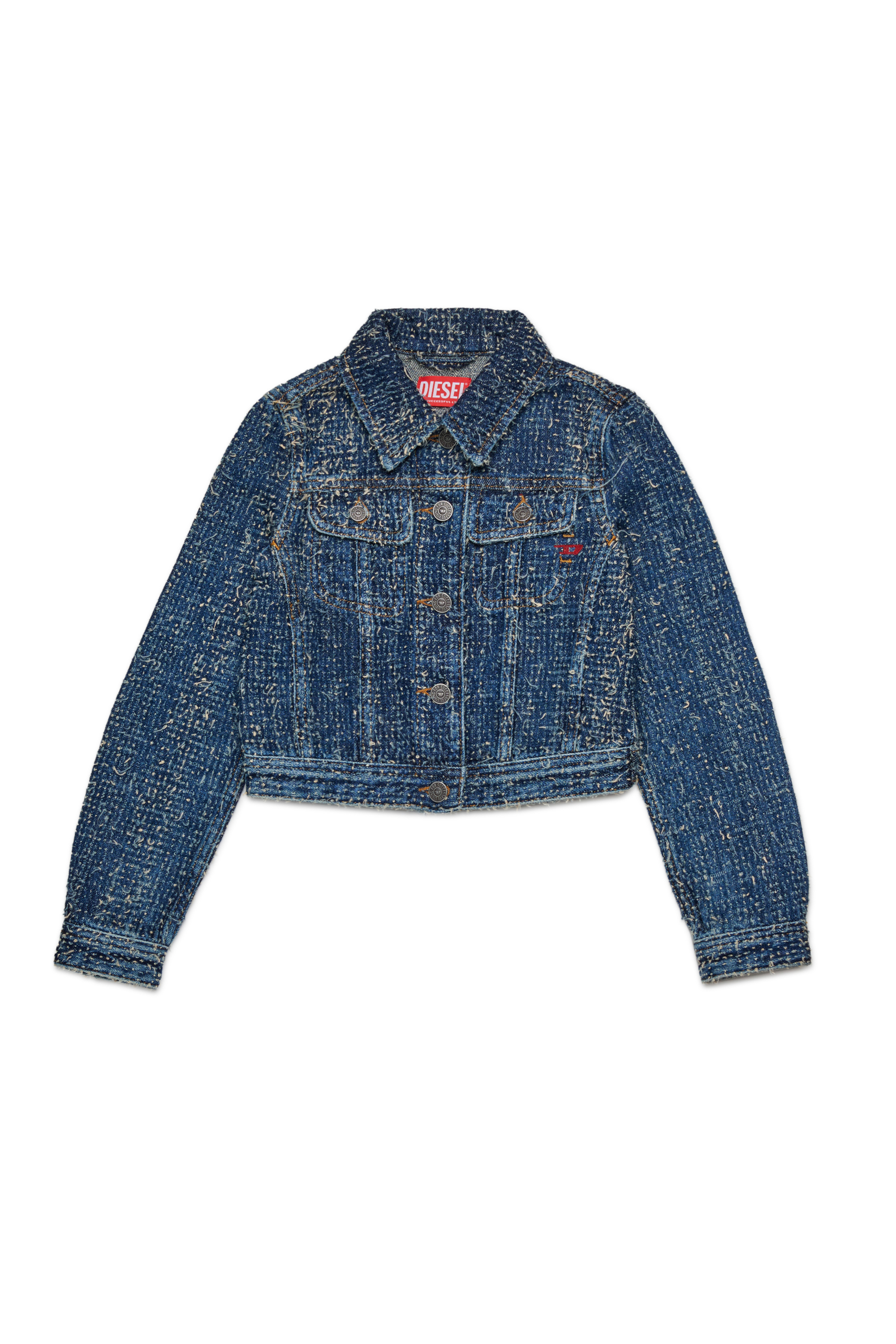 Diesel - JSLIMMY-J, Woman's Denim jacket with boucle effect in Dark Blue - 1