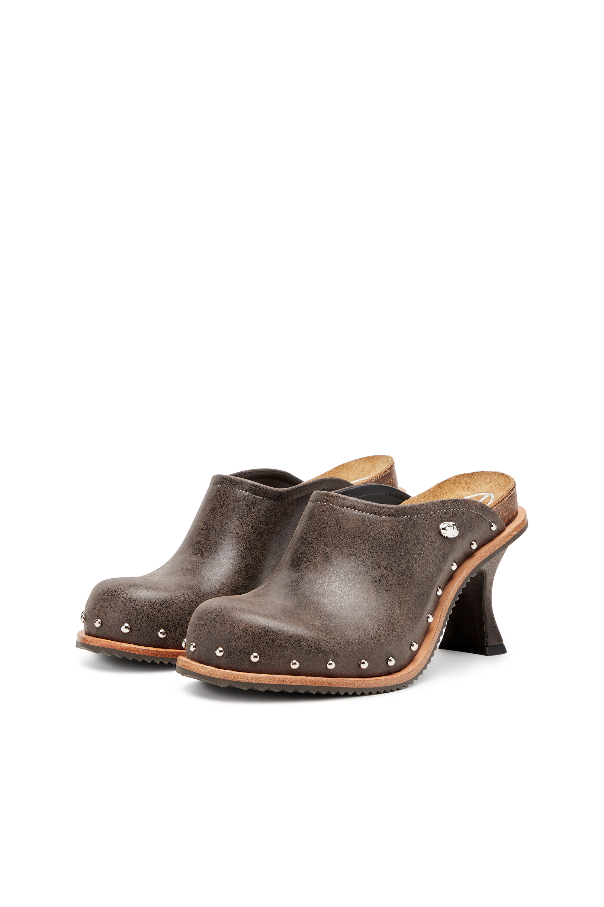 Diesel - D-WOODSTOCK ML CLOG W, Woman's D-Woodstock-Studded leather mules in Dark Brown - 8