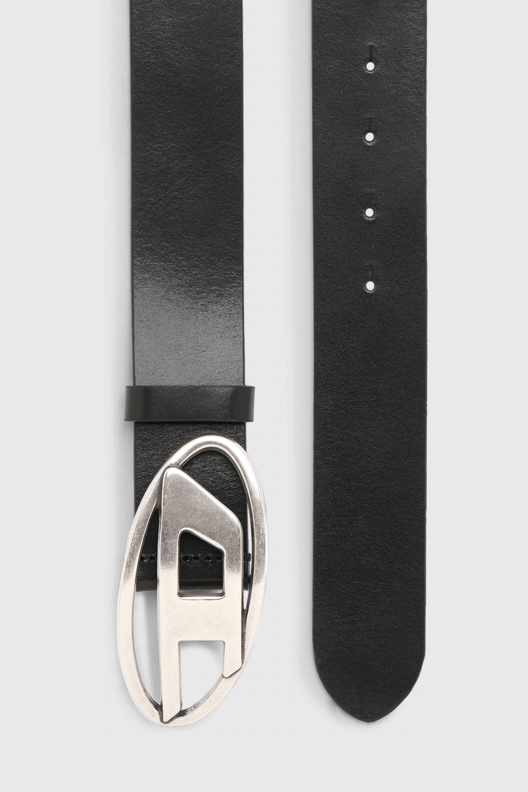 Diesel - B-1DR, Man's 3.9cm leather belt with D buckle in Black - 2