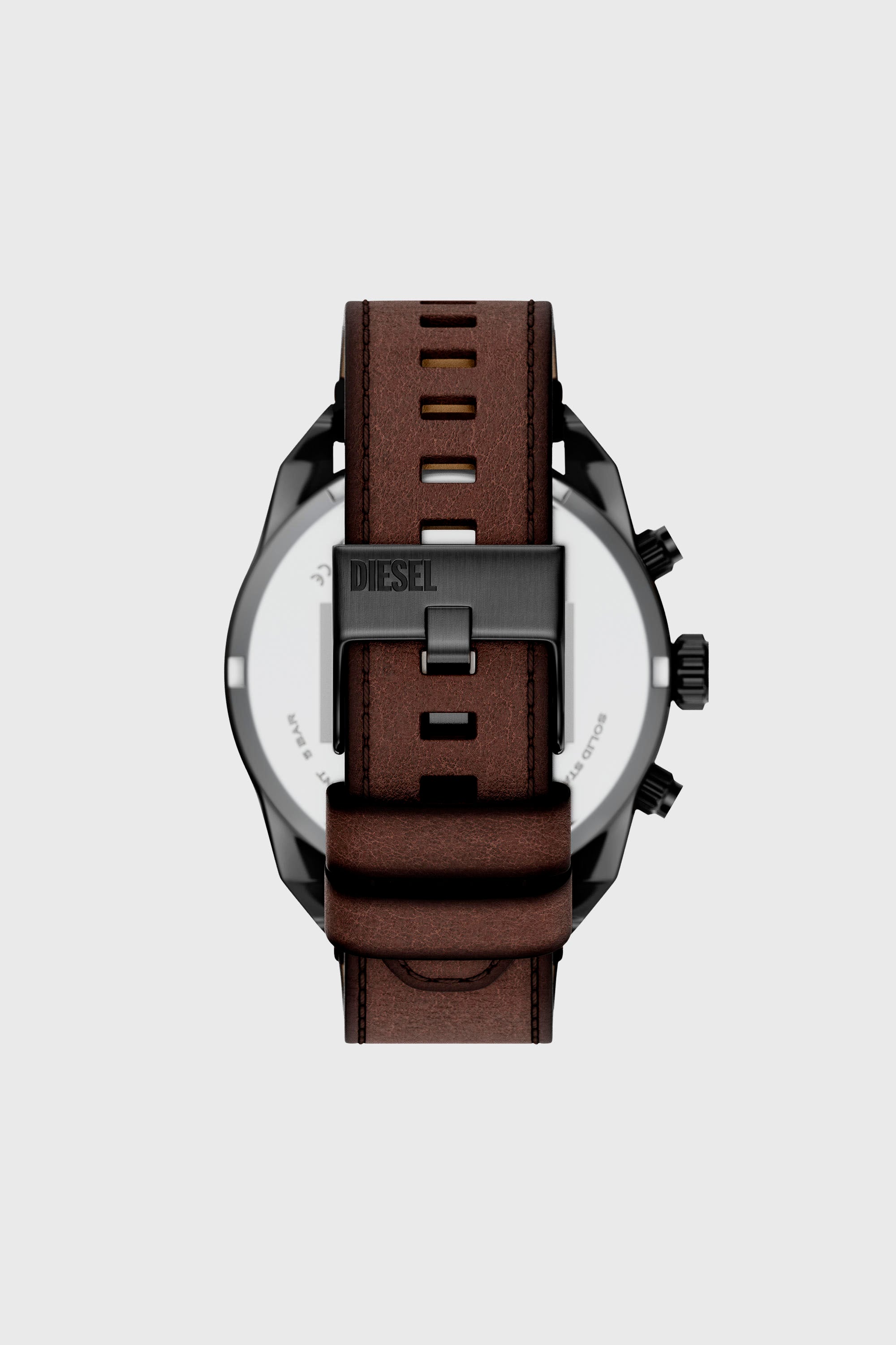 Diesel - DZ4735 WATCH, Man's Spiked brown leather watch in Brown - 3