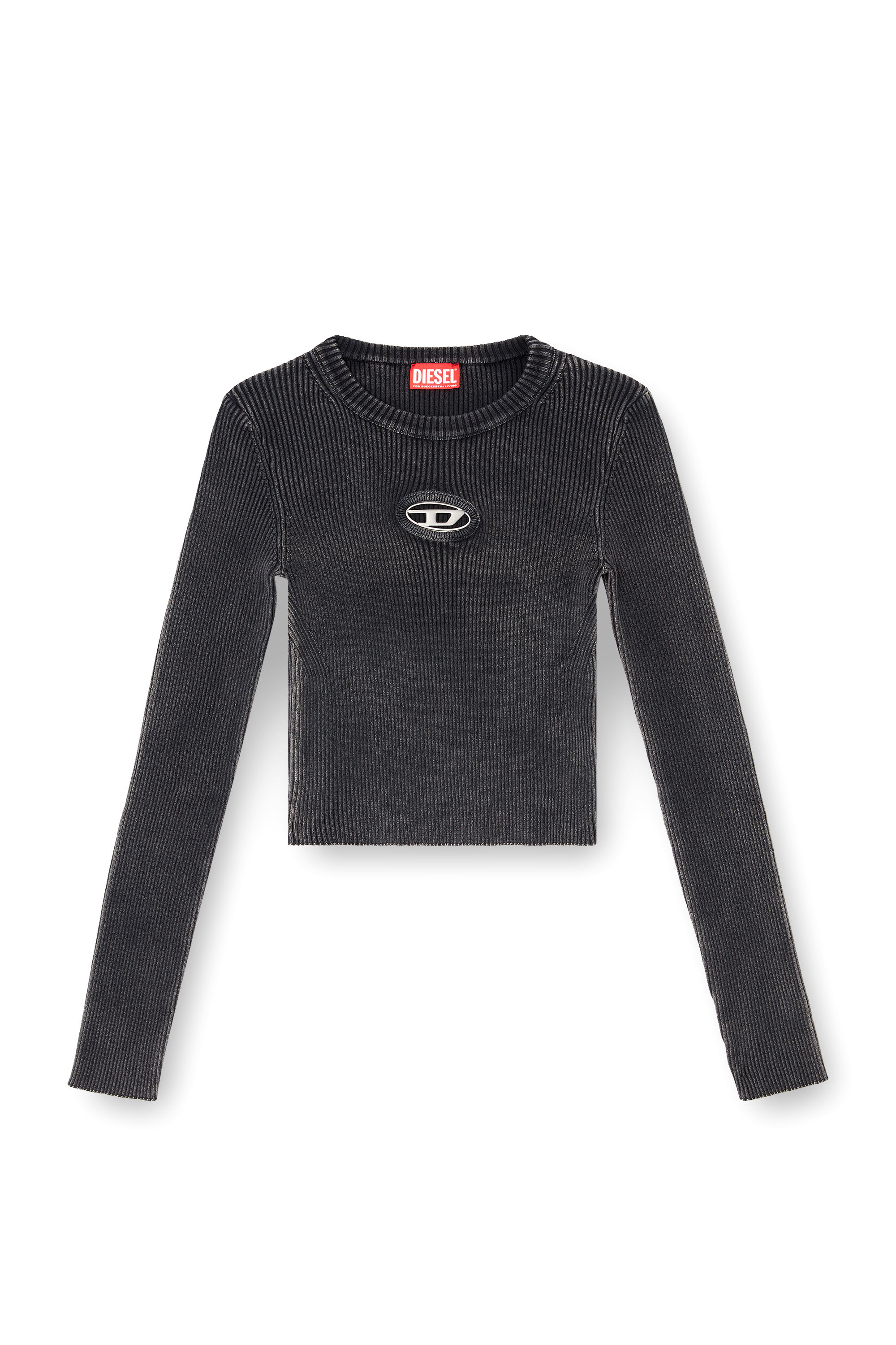 Diesel - M-ANCHOR-A, Woman's Cropped jumper with cut-out logo in Black - 5