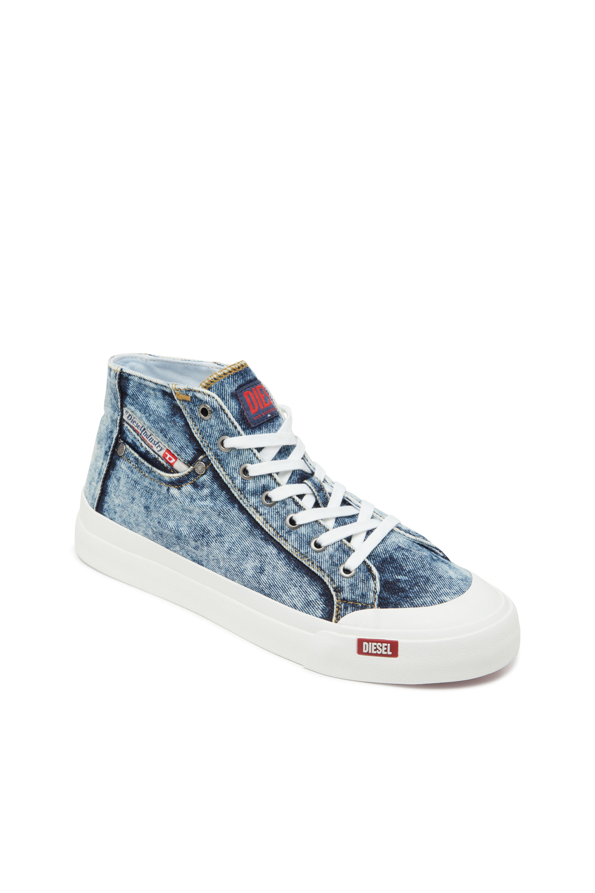 Diesel - S-ATHOS NMD MID, Man's S-Athos-High-top denim sneakers with pocket detail in Blue - 6