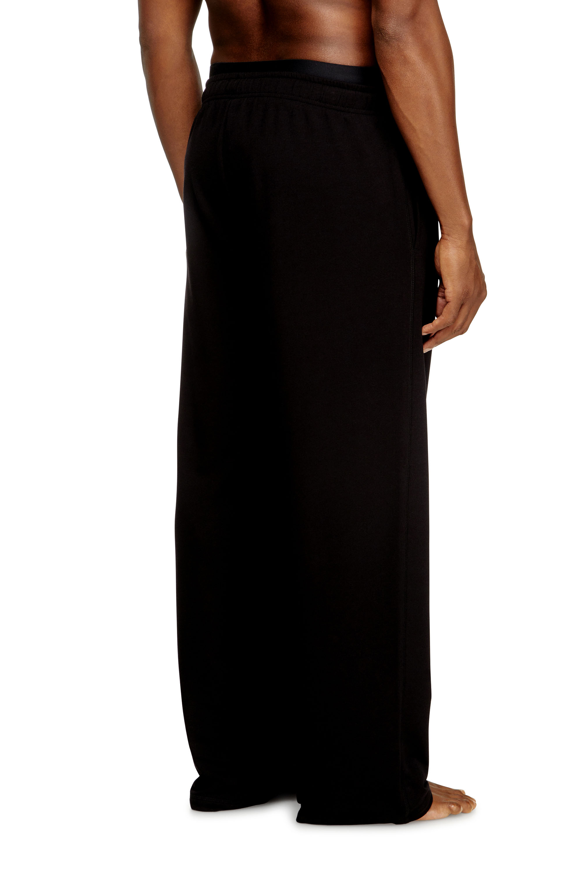 Diesel - BRADLEY-D-POP, Man's Logo-waistband lounge pants in cotton terry in Black - 4