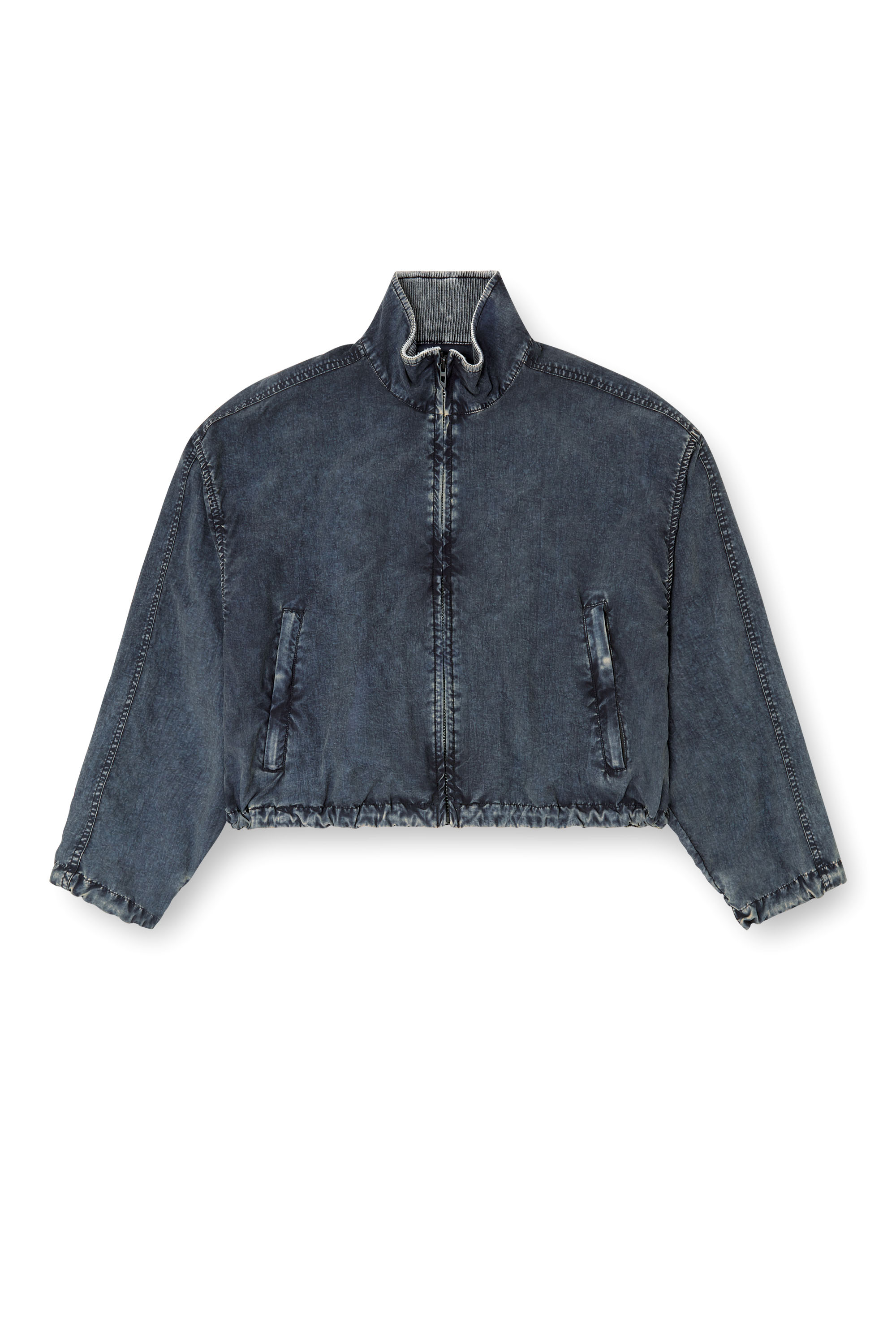 G-LEAM-R1, Dark Blue Diesel - G-LEAM-R1, Woman's Cropped jacket in recycled nylon taslan in Dark Blue - 2