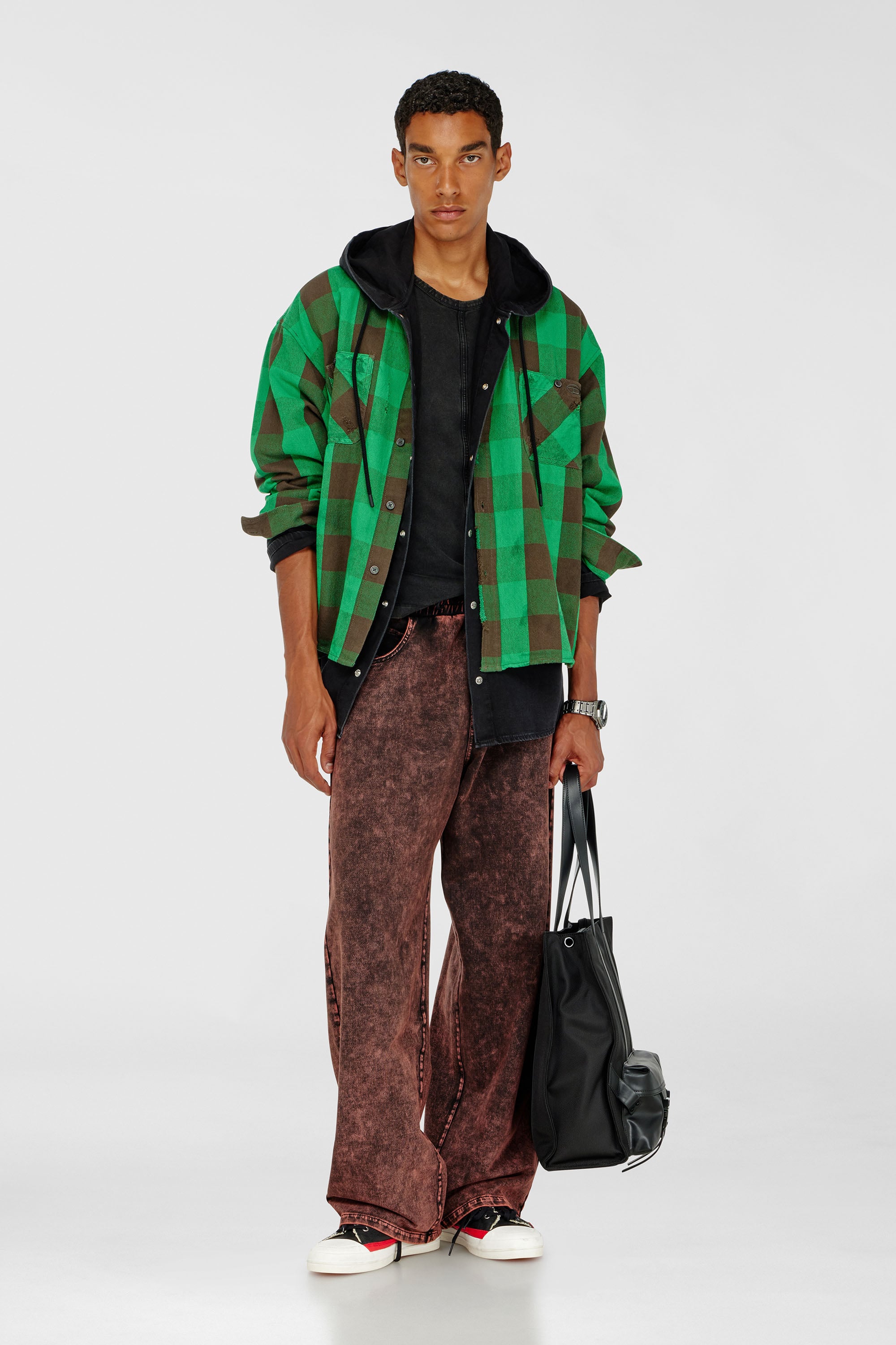 Check flannel shirt with distressed effect