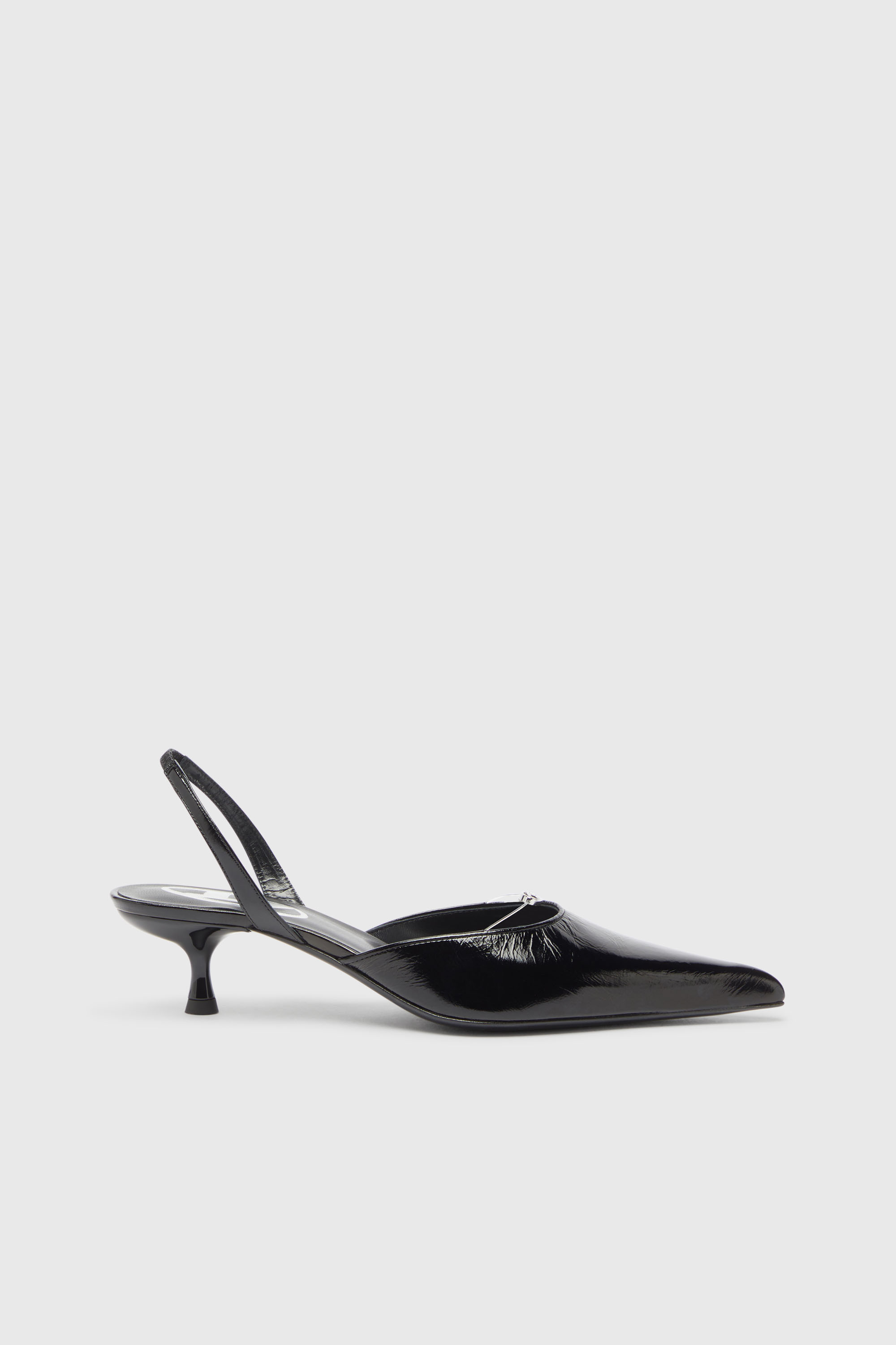 Diesel - D-JEWELS 40 D'OR, Woman's D-Jewels - Leather slingbacks with Oval D jewel in Black - 1