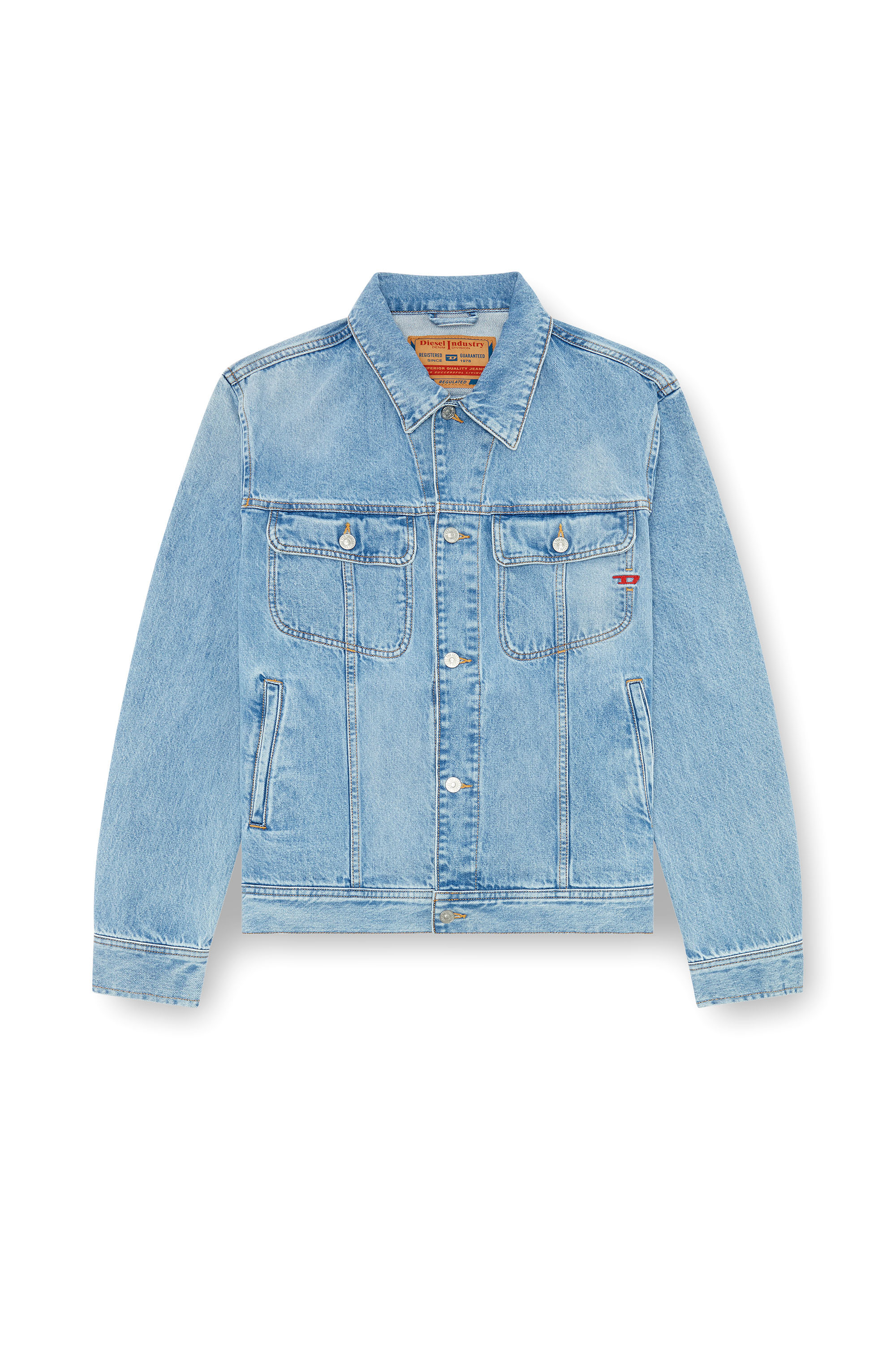 Diesel - D-BARCY, Man's Regular-fit trucker jacket in Light Blue - 2