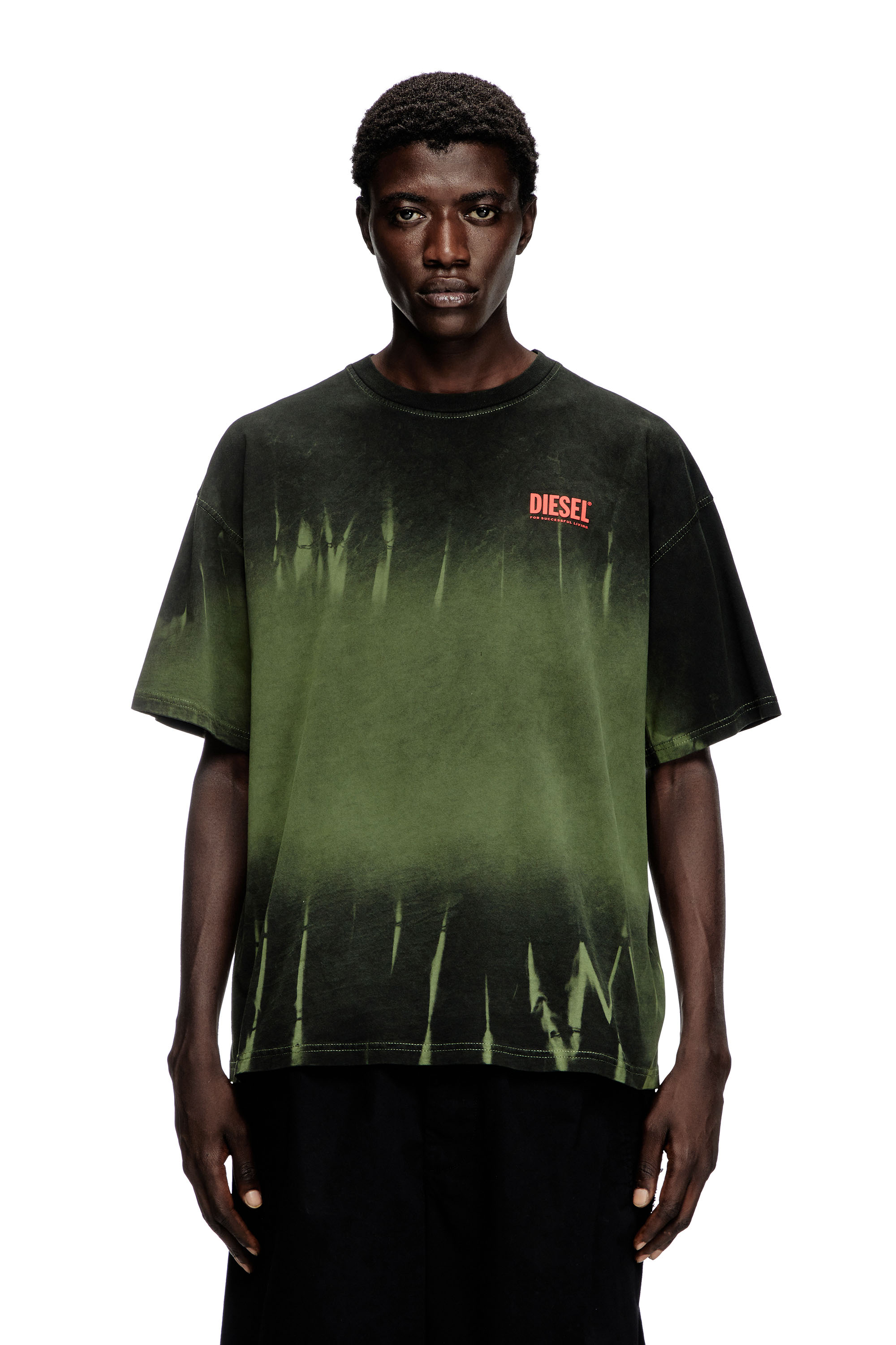 Diesel - T-BOXT-R3, Man's Tie-dye T-shirt with logo print in Dark Green - 4