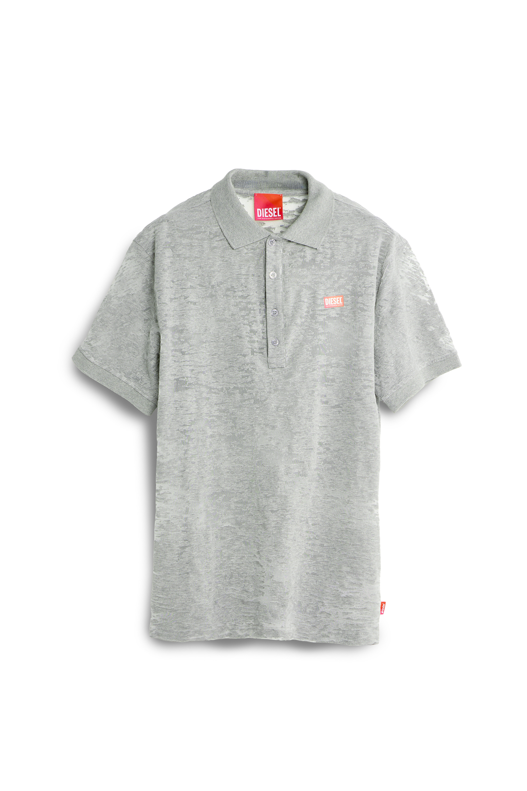 Diesel - PR-T-REJUST, Man's Polo shirt in all-over devor&eacute; jersey in Light Grey - 3