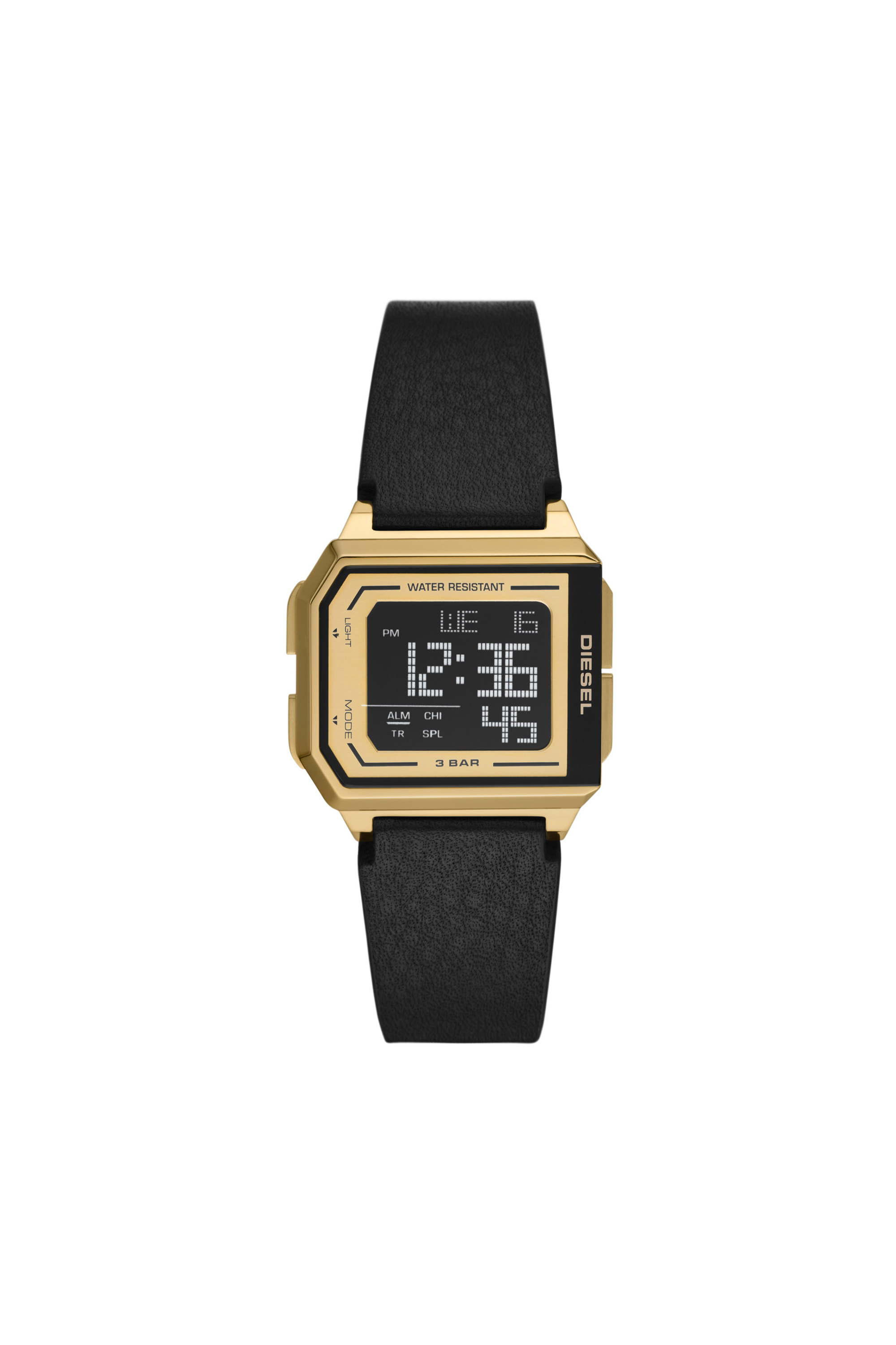 Diesel - DZ1996, Unisex's Chopped digital black leather watch in Black - 1
