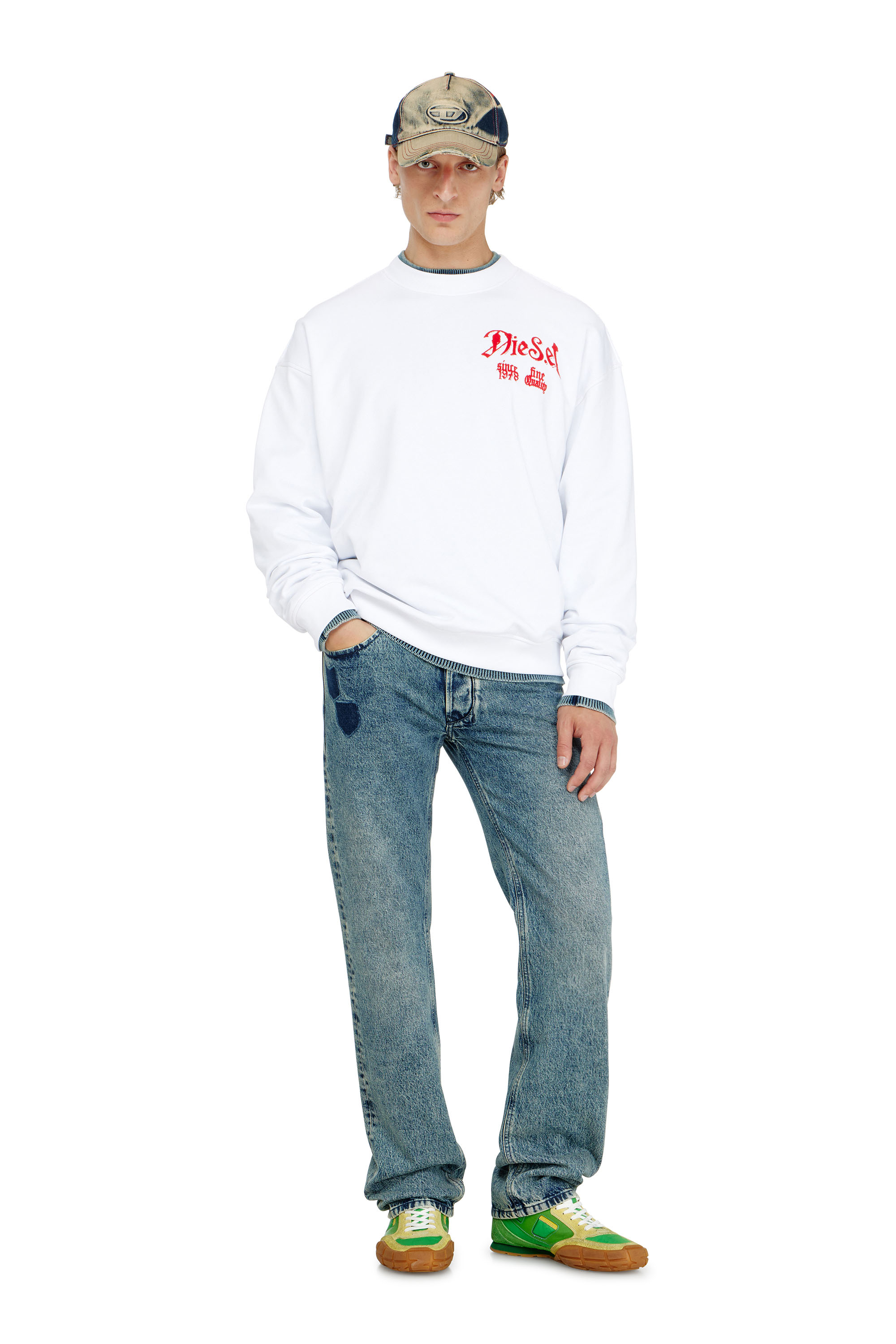 Diesel - S-BOXT-AA2, Man's Cotton sweatshirt with flocked graphics in null - 1