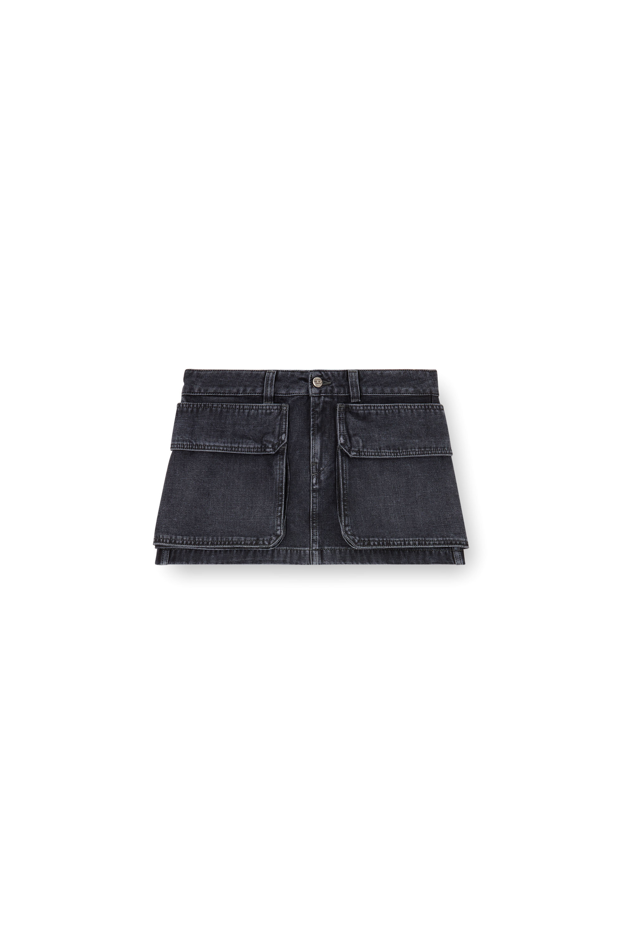 DE-TON, Black Diesel - DE-TON, Woman's Mini skirt in batavia-weave denim in Black - 2