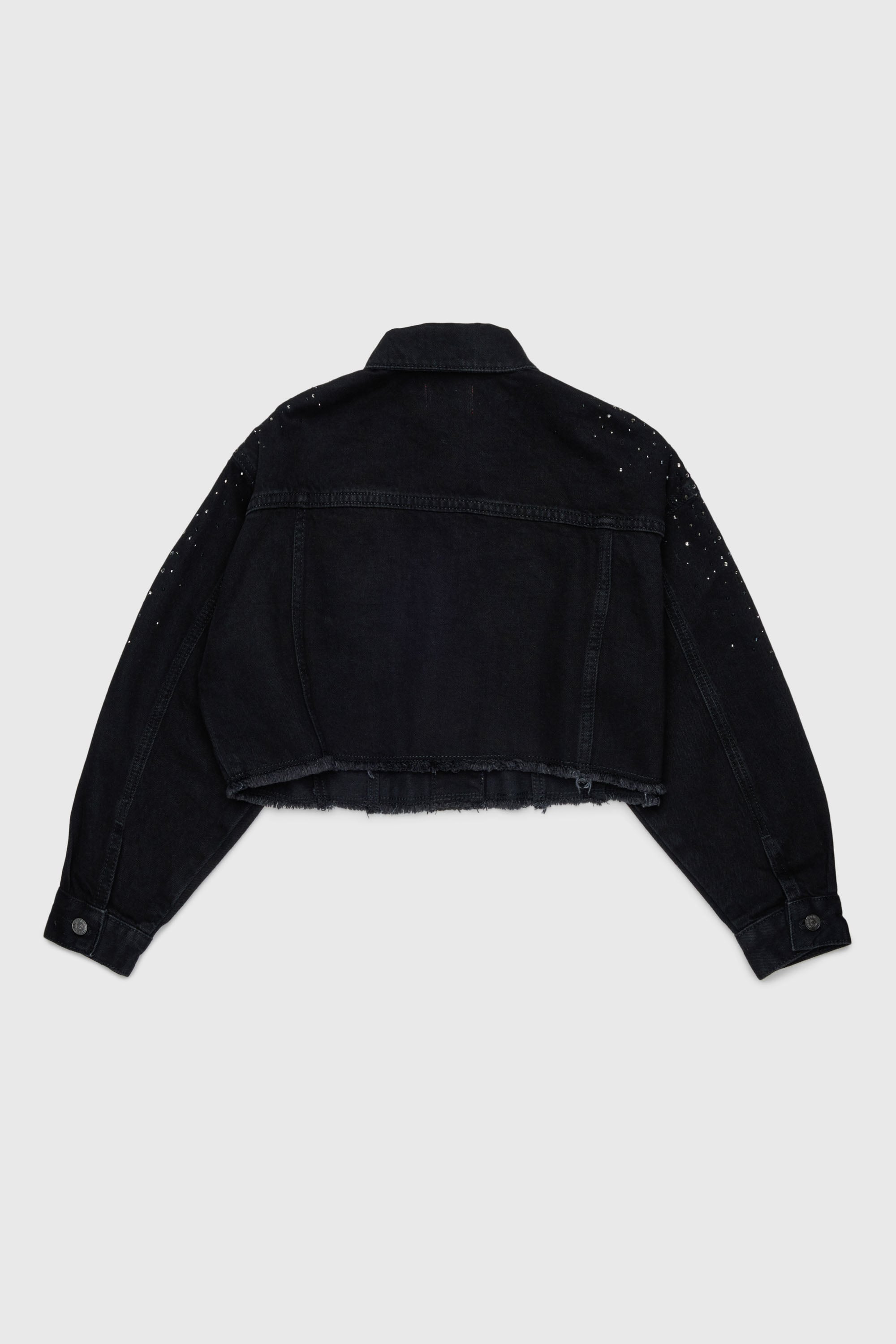 Diesel - JILBY, Woman's Cropped embellished trucker jacket in Black/Dark grey - 2