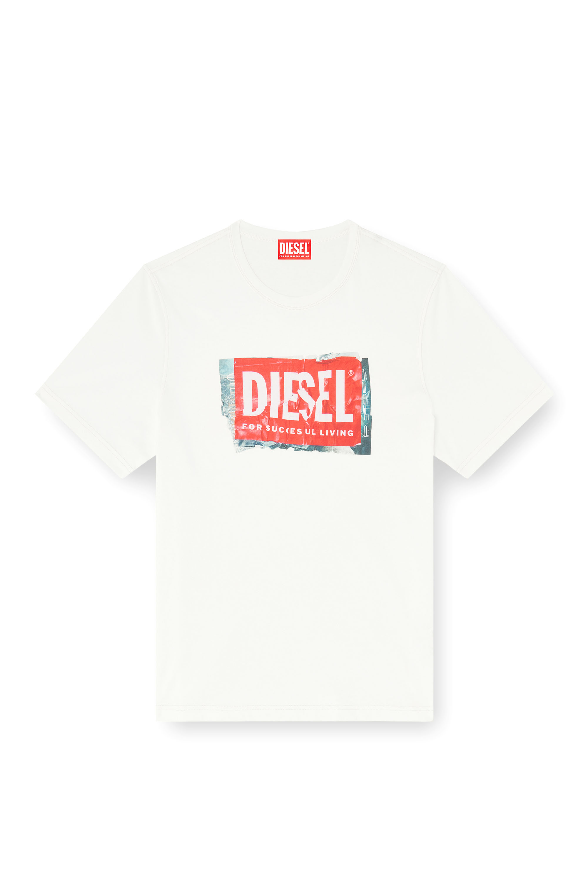 Diesel - T-ADJUST-Q6, Man's T-shirt with crumpled-effect logo in White - 3