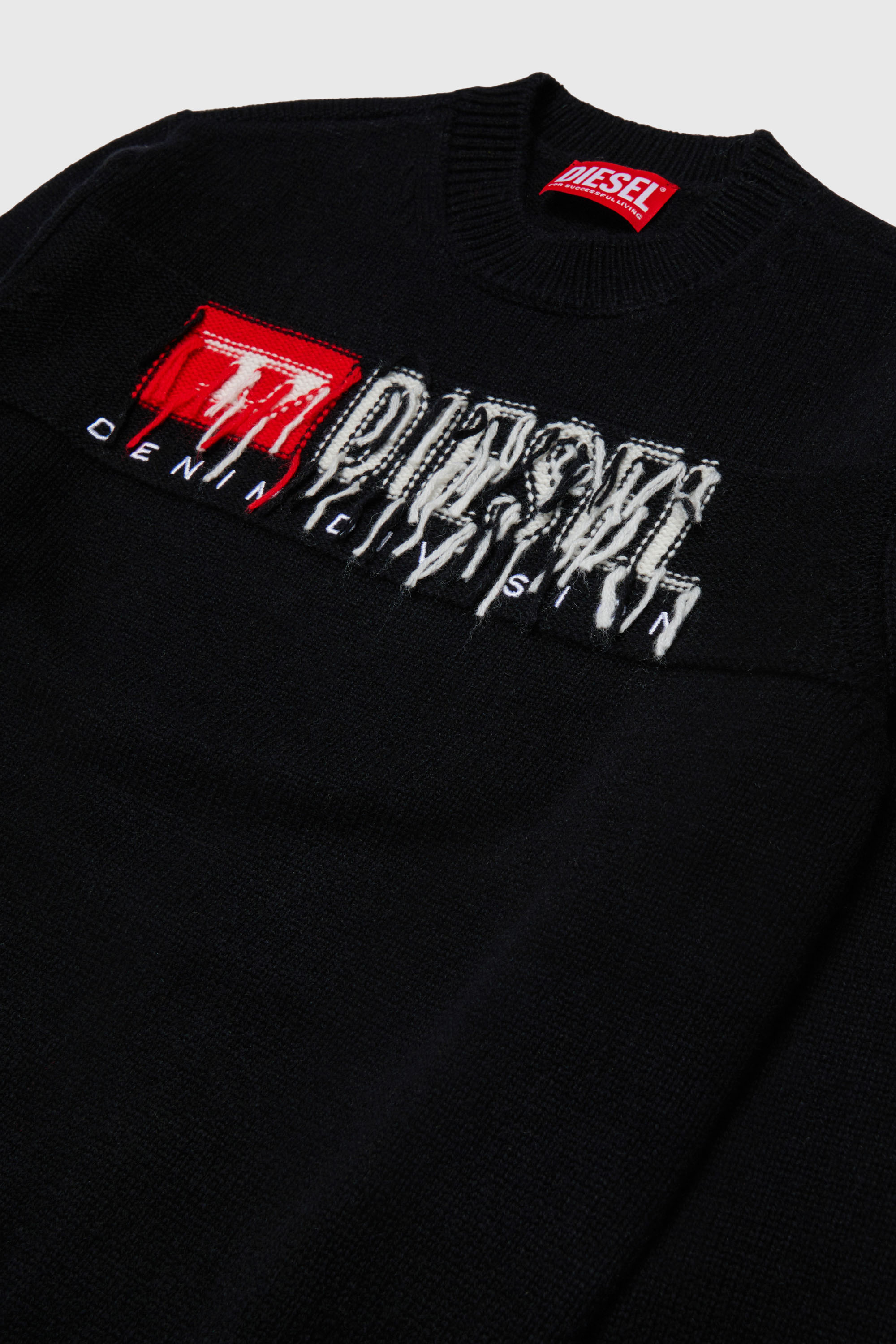 Diesel - KONZI OVER, Man's Cashmere-enriched jumper with destroyed logo in Black - 3