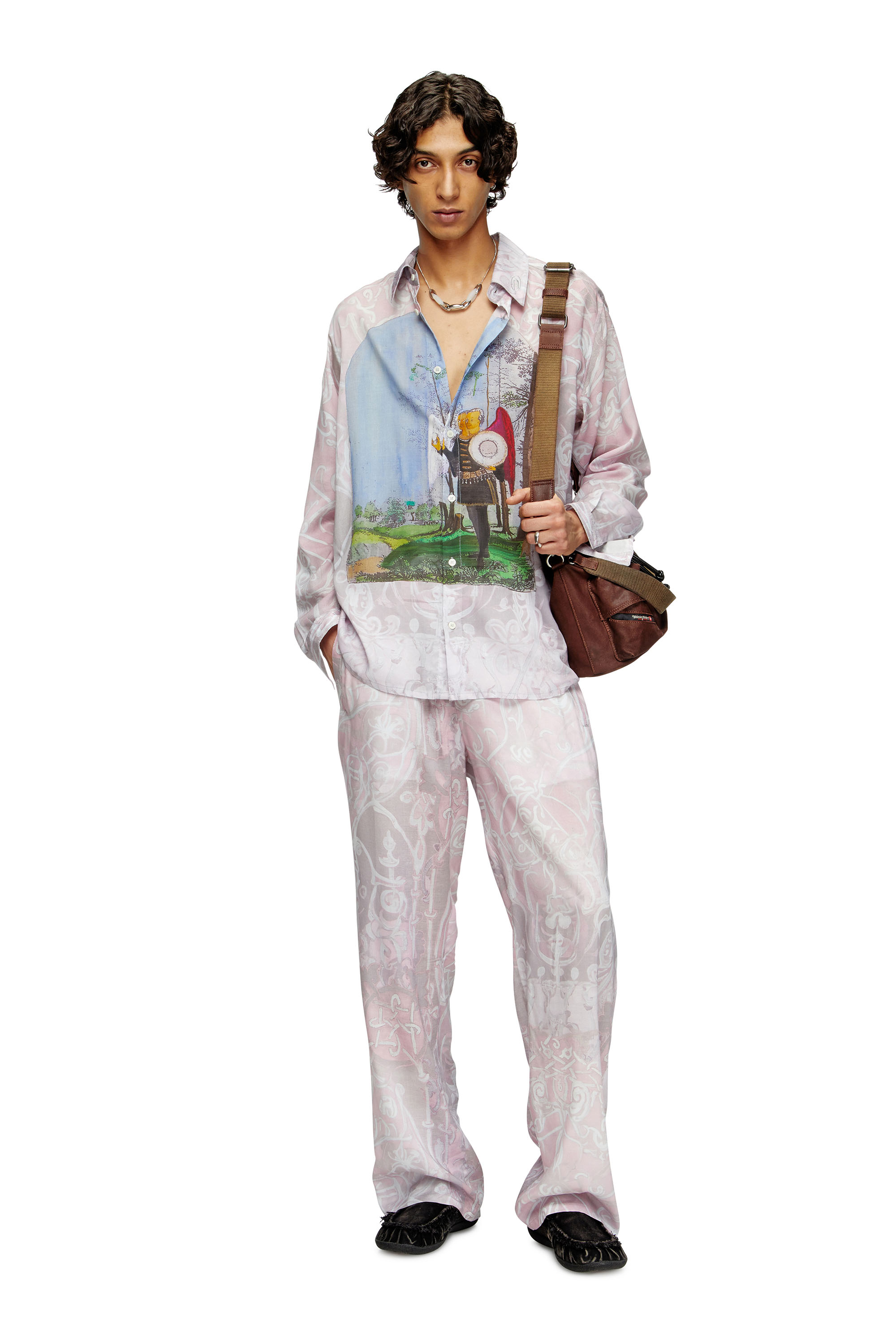 P-THECK-A-AJFW, Pink Diesel - P-THECK-A-AJFW, Unisex's Track pants with medieval print in Pink - 1