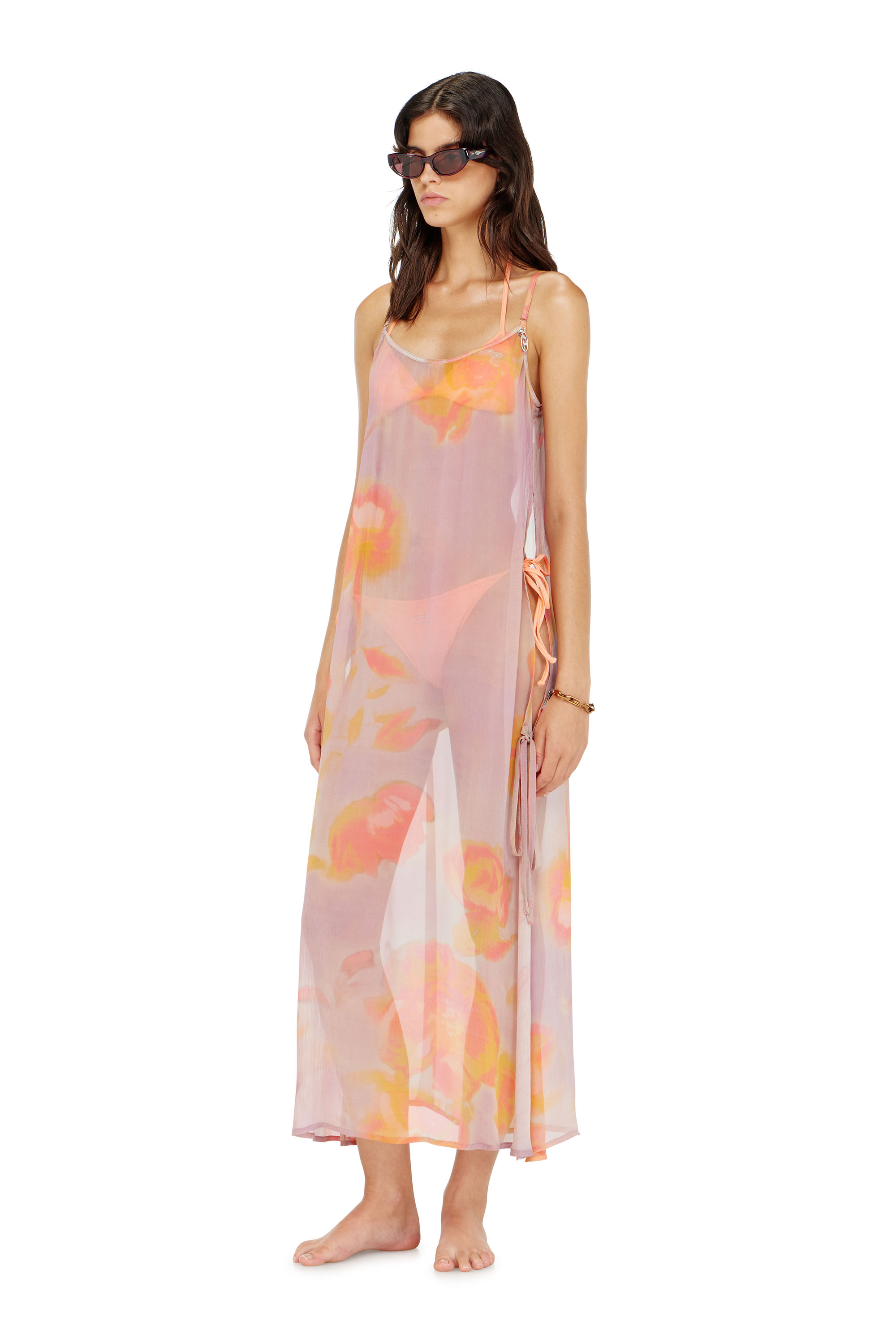Diesel - VANYA-UTLT, Woman's Beach cover-up dress in floral chiffon in null - 2