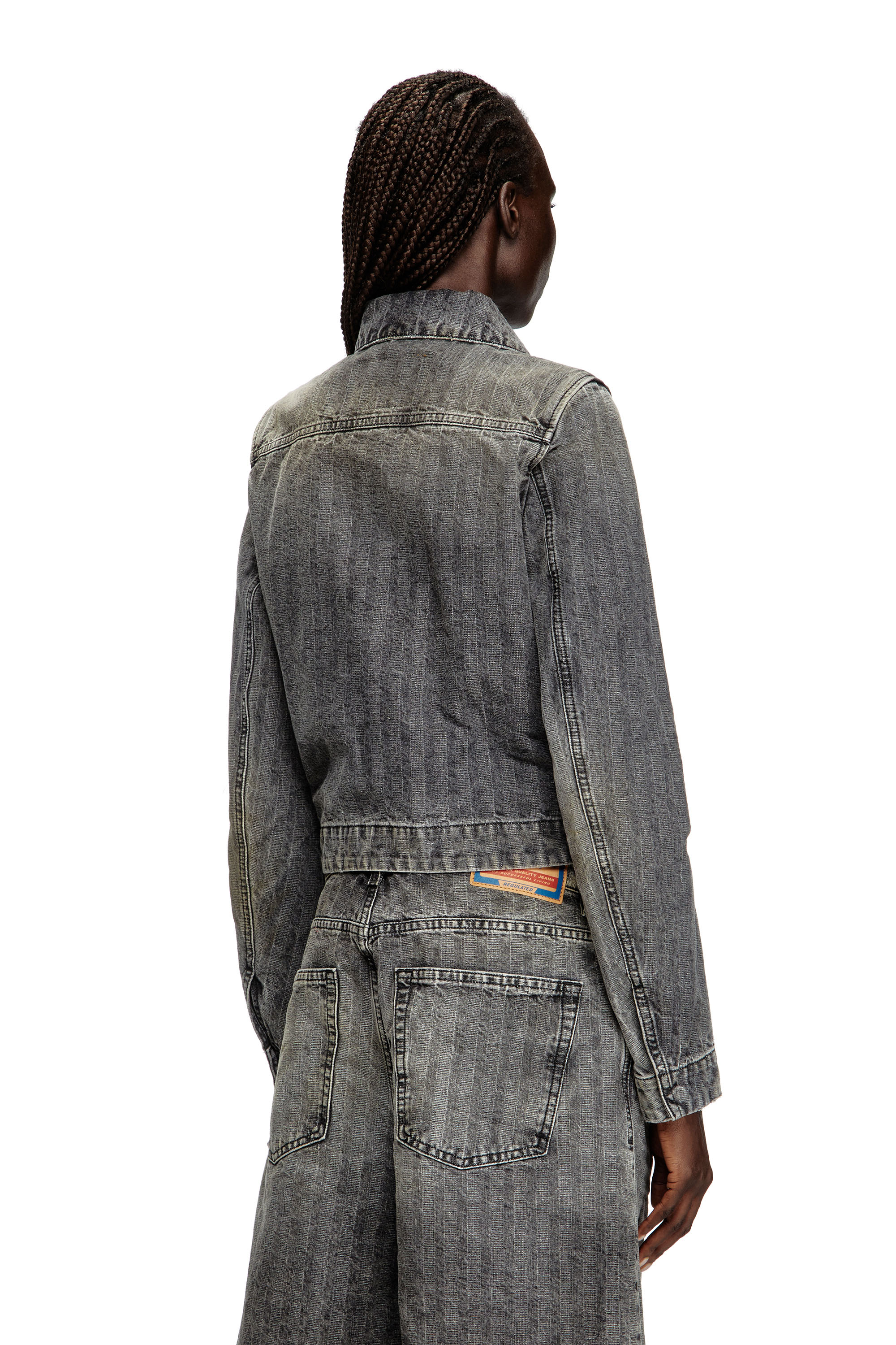 Diesel - DE-CORB, Woman's Jacket in herringbone denim in Light Grey - 4