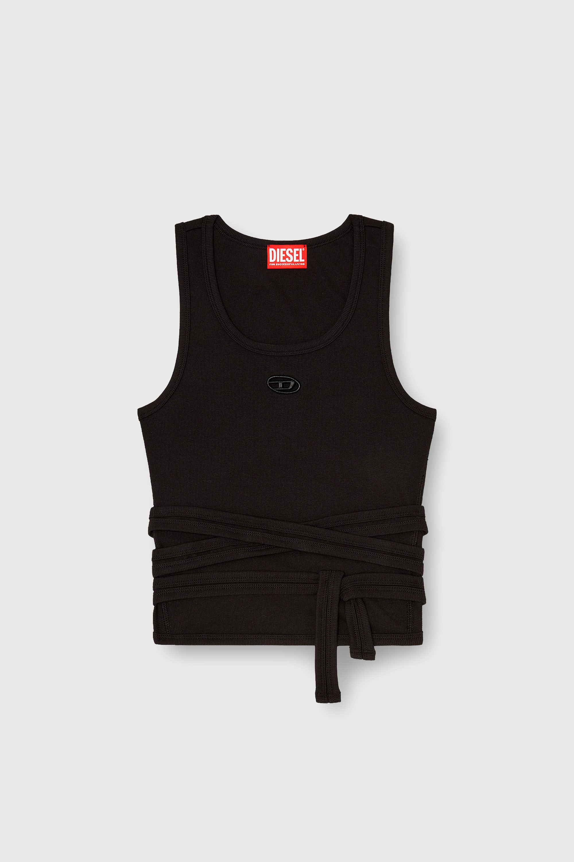 Diesel - T-ANKY-TAIL-S1, Woman's Crop top with wrap-around laces in Black - 2