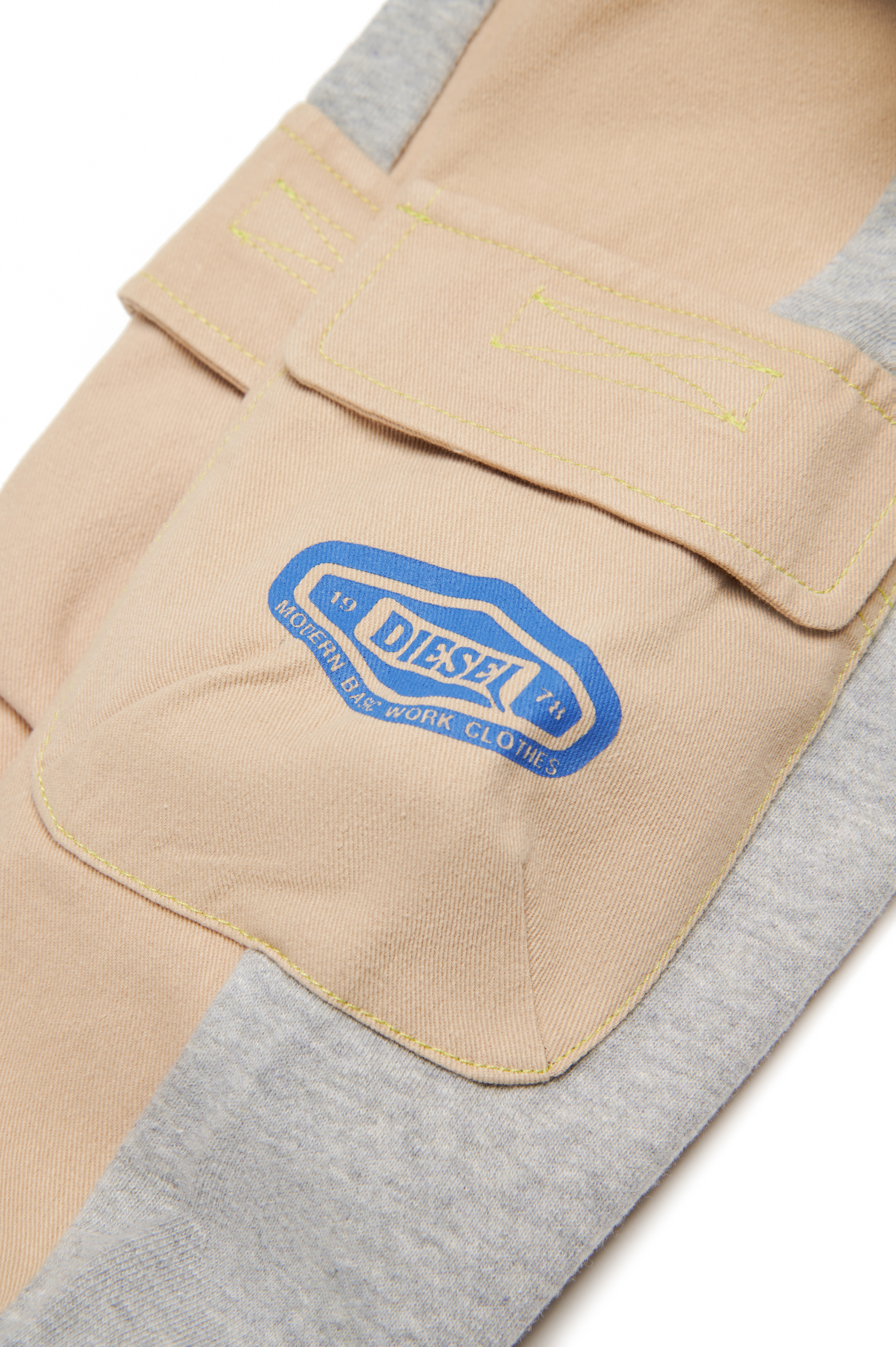 Diesel - PARDIB, Man's Cargo sweatpants in gabardine and jersey in Light Brown - 4