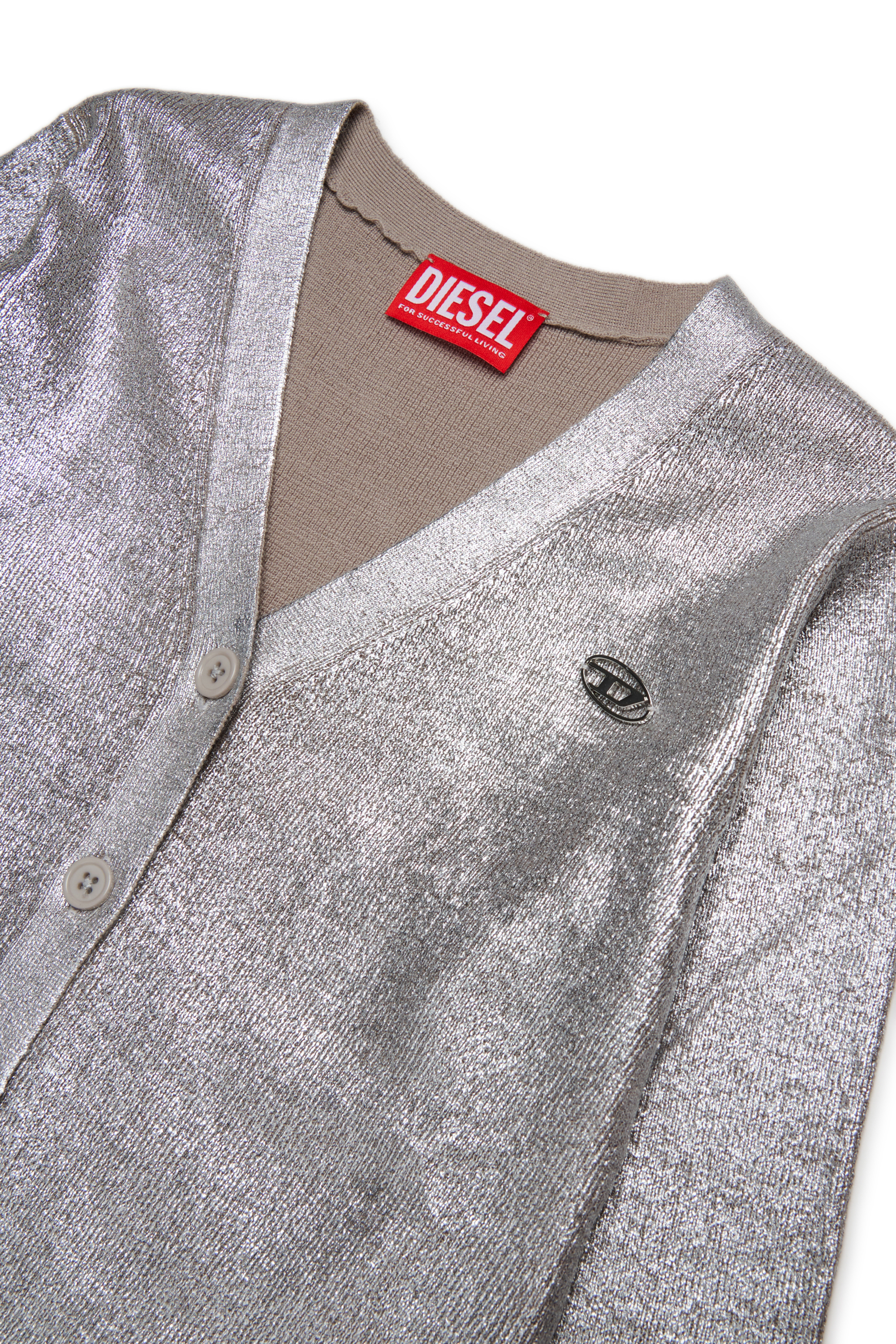Diesel - KMISOTTA, Woman's V-neck wool blend cardigan in Silver - 3