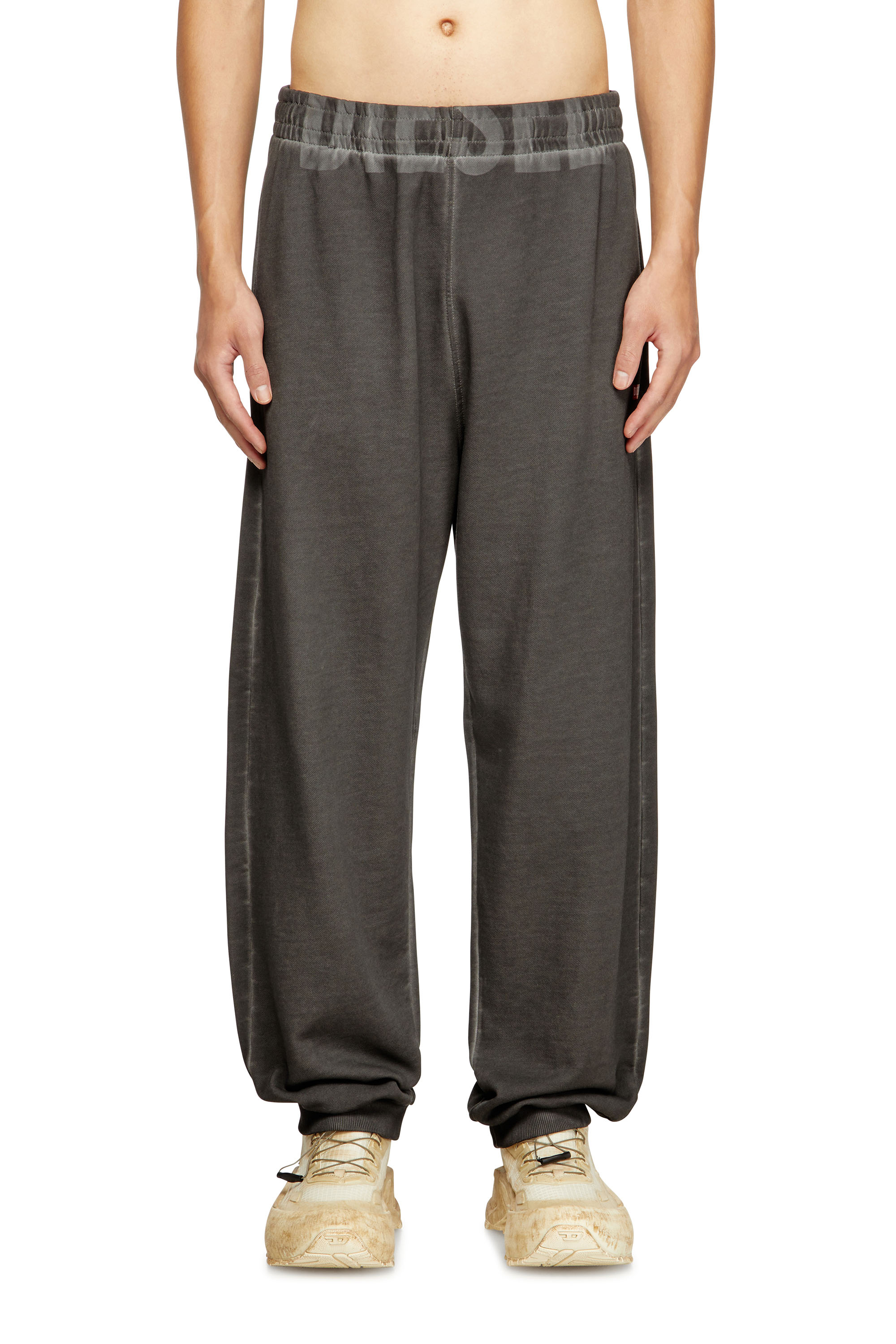 Diesel - P-MARKY-CUFF-T1, Man's Cotton joggers with drawstring waist in Dark grey - 1