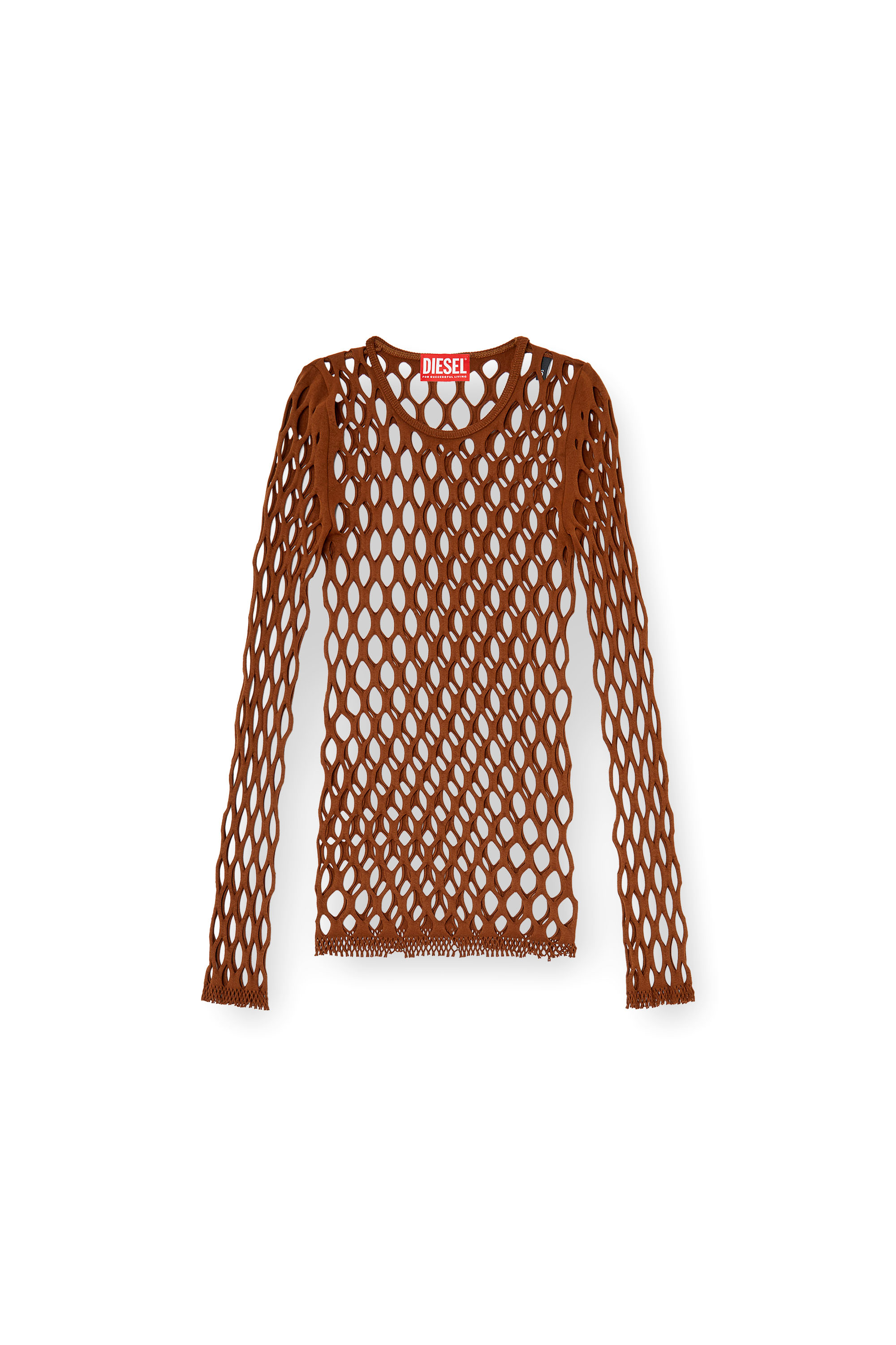 Diesel - M-ZANDA, Woman's Stretchy mesh-knit top in Brown - 3