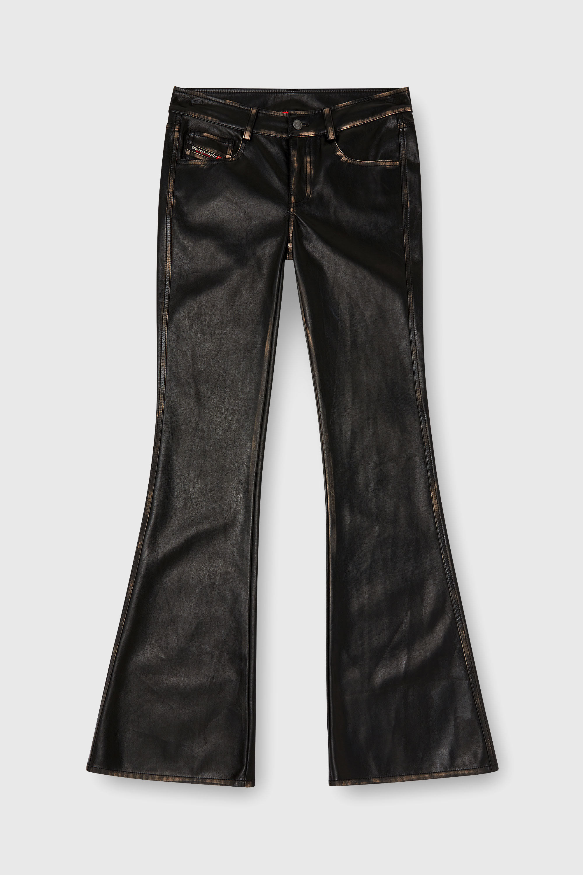 Diesel - P-STELLAR-Q1, Woman's Faux leather five pocket pants in Black - 2