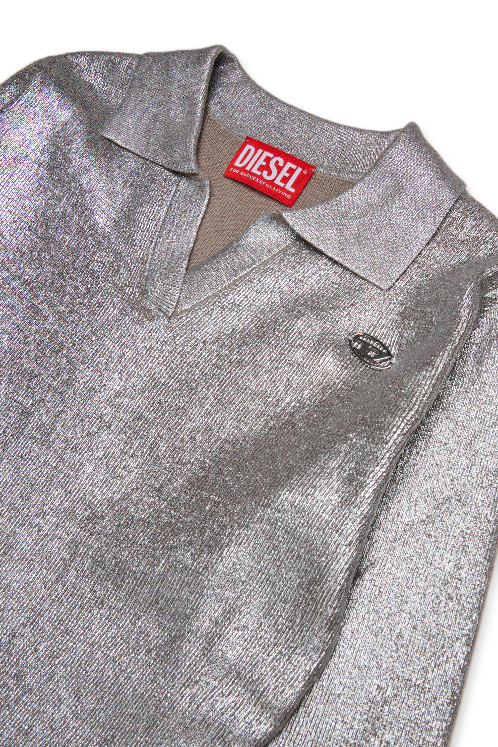 Diesel - DMISAIA, Woman's Mixed wool dress with polo collar in Silver - 3