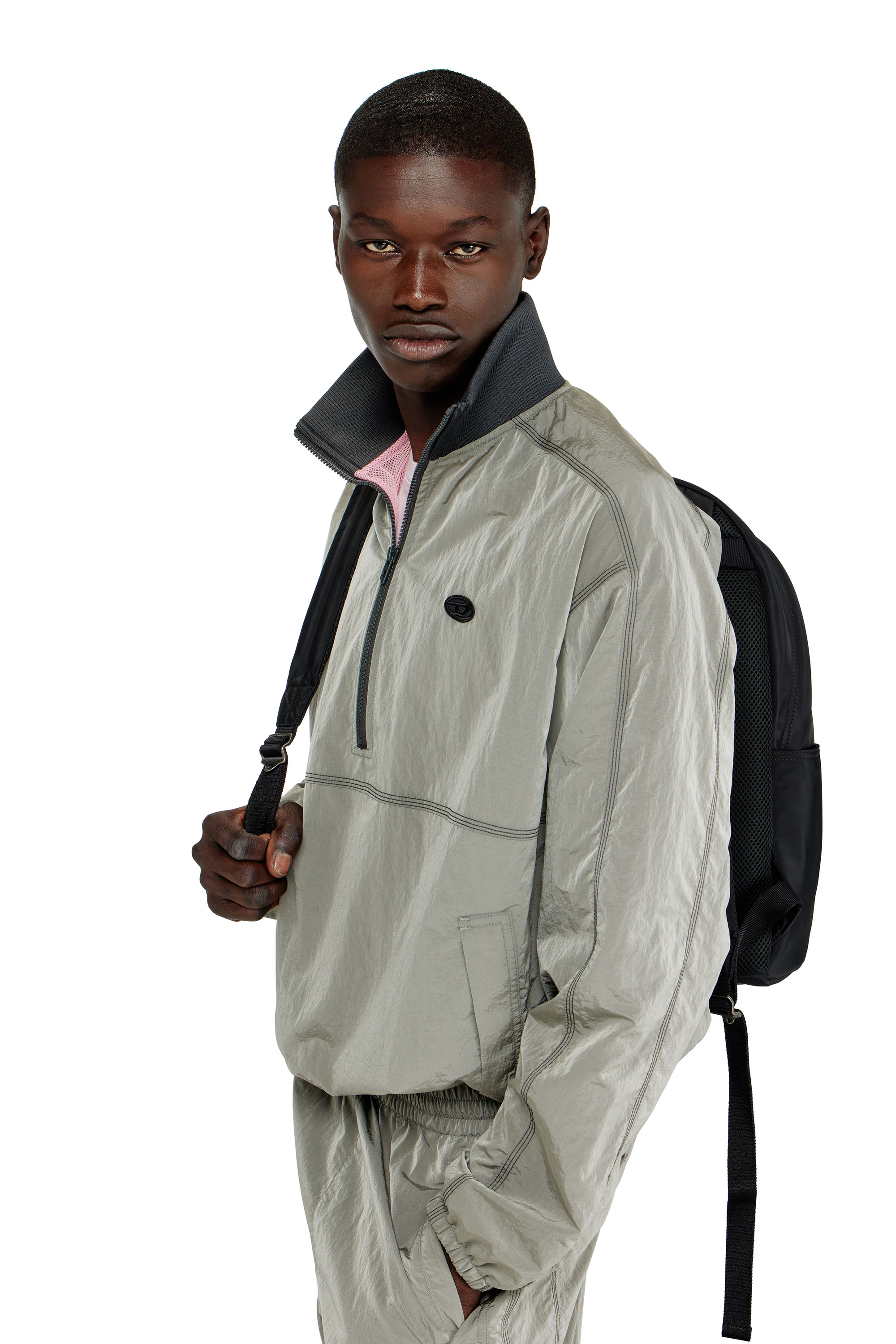 Diesel - J-ANOK, Man's Nylon jacket with crinkle effect in Light Grey - 5