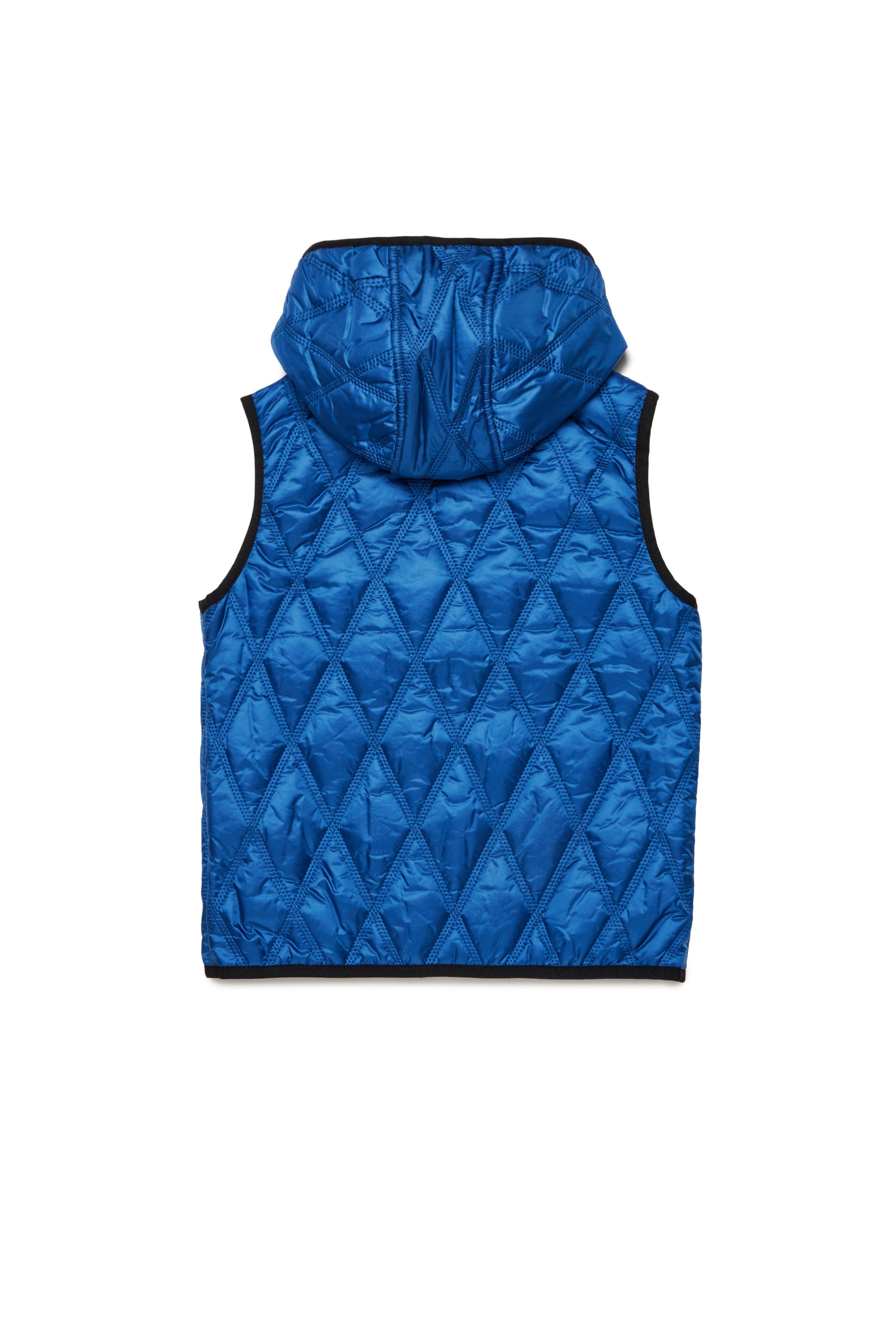 Diesel - JFOKKLOGO, Unisex's Hooded quilted nylon vest in Blue - 2