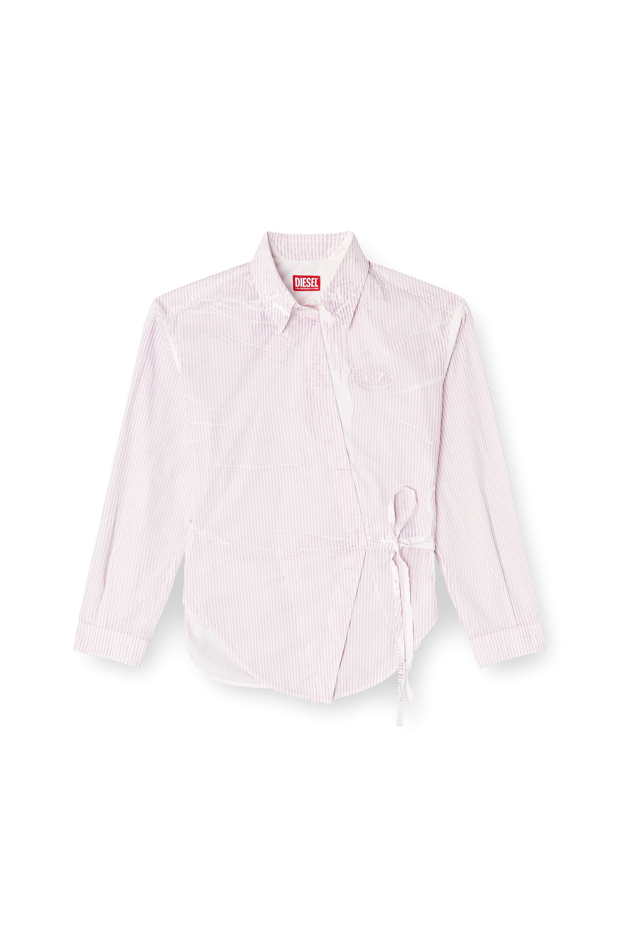 Diesel - C-DELPHOS-S2, Woman's Poplin wrap-around shirt with pinstripes in Face Powder - 2