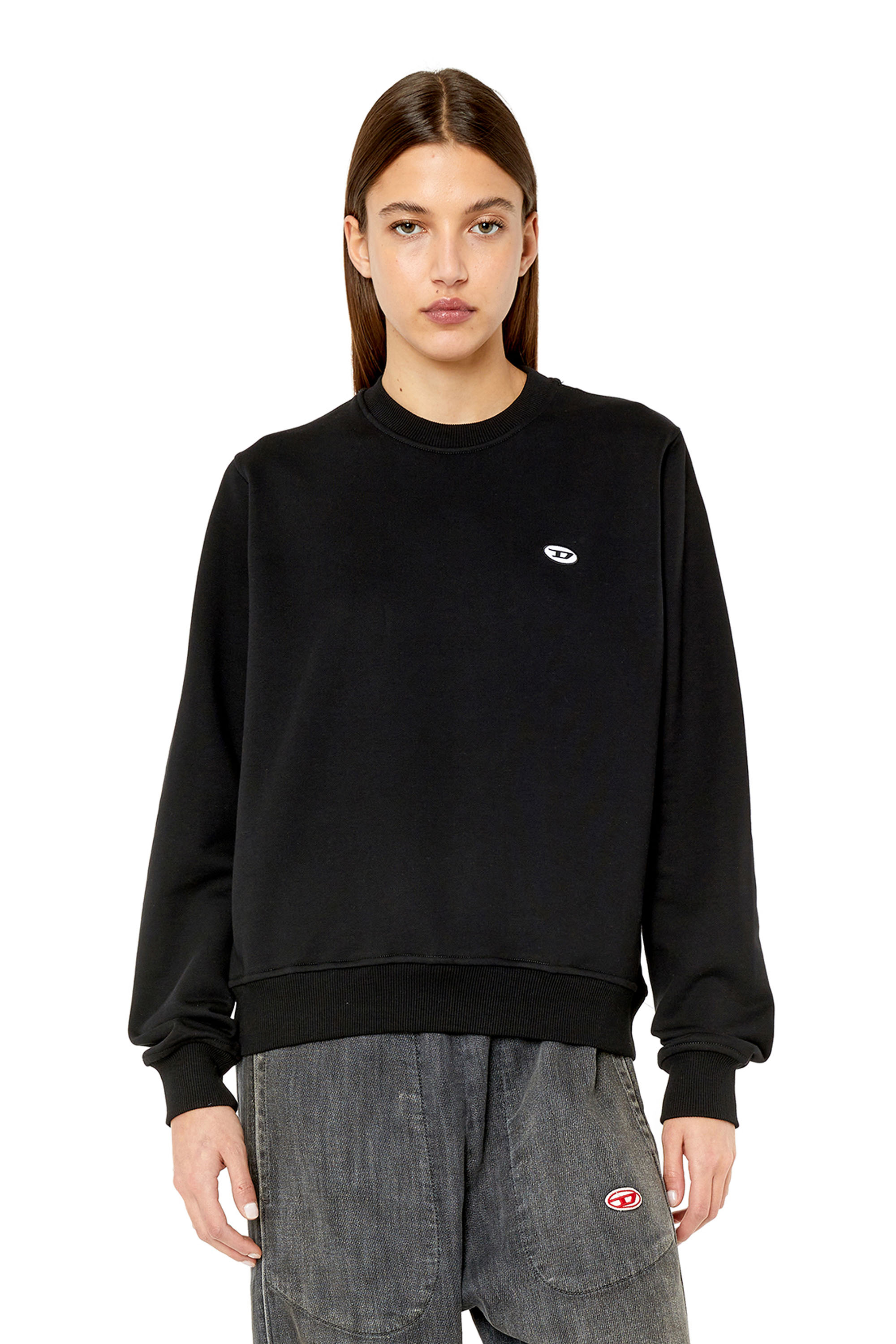 Diesel - F-REGGY-DOVAL-PJ, Woman Sweatshirt with oval D patch in Black - Image 1