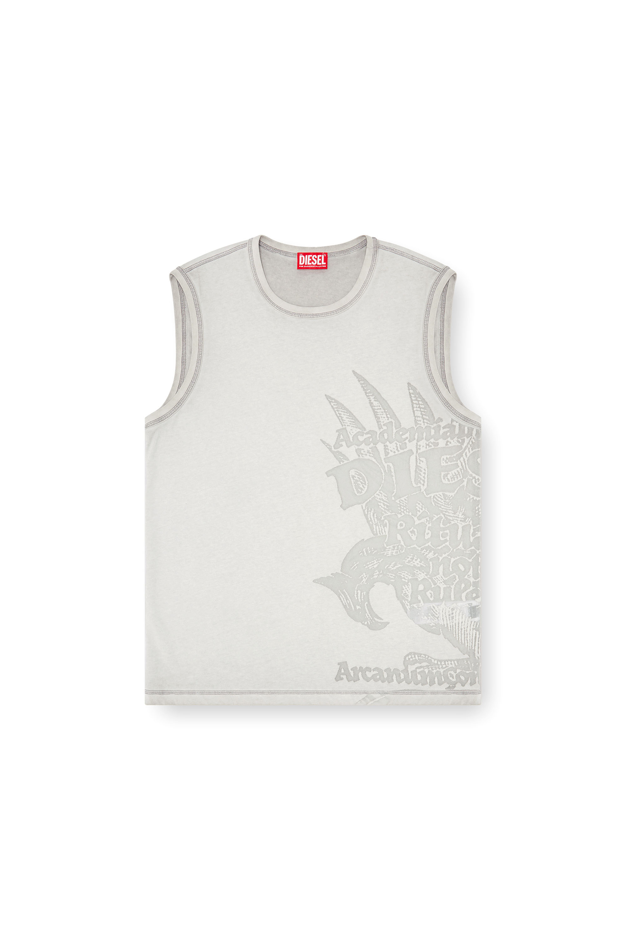 Diesel - T-RAWBISCO, Man's Sleeveless jersey top with embossed graphics in Light Grey - 3