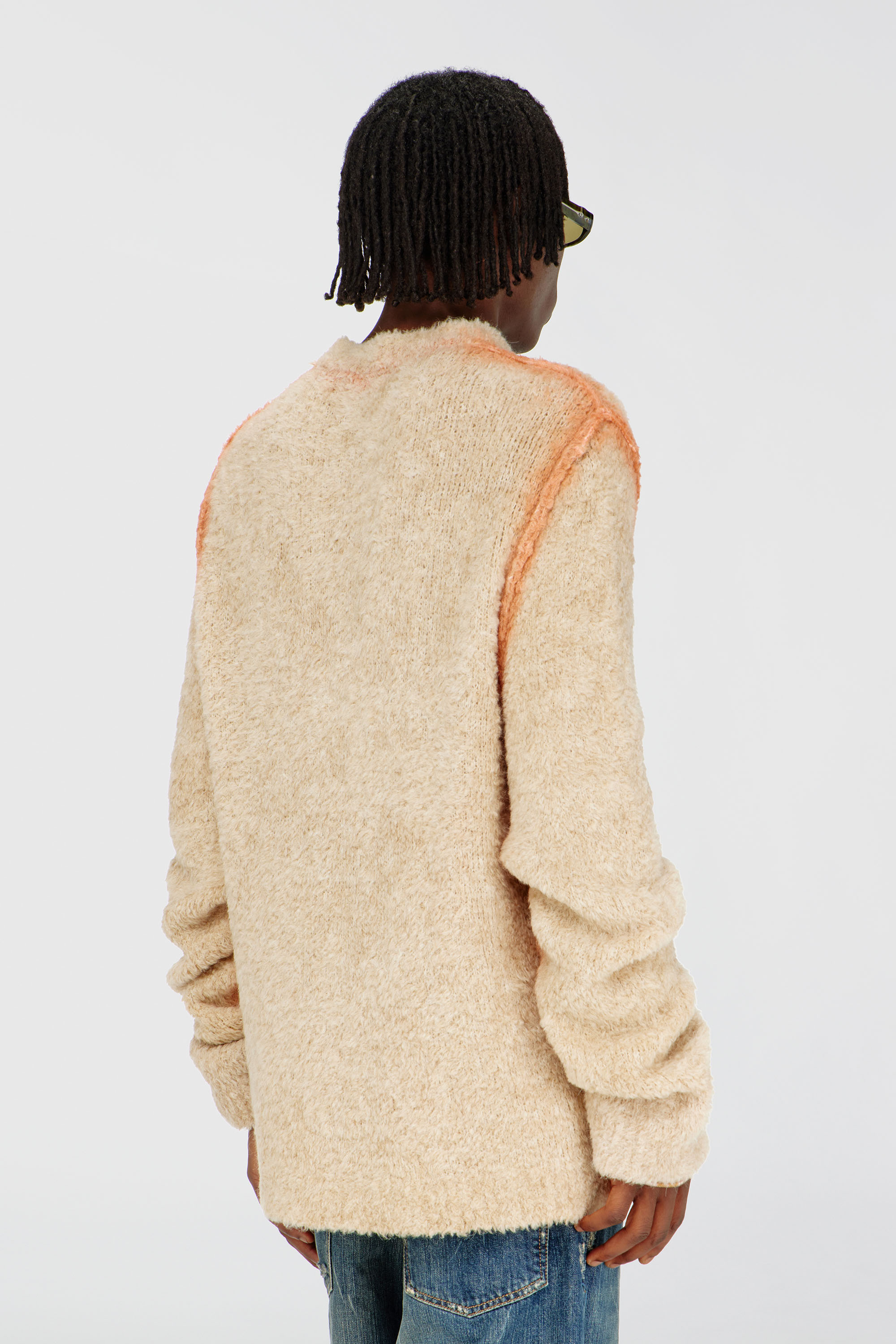 Diesel - K-RIMI, Man's Alpaca-blend jumper with spray-dyed seams in Light Brown - 4