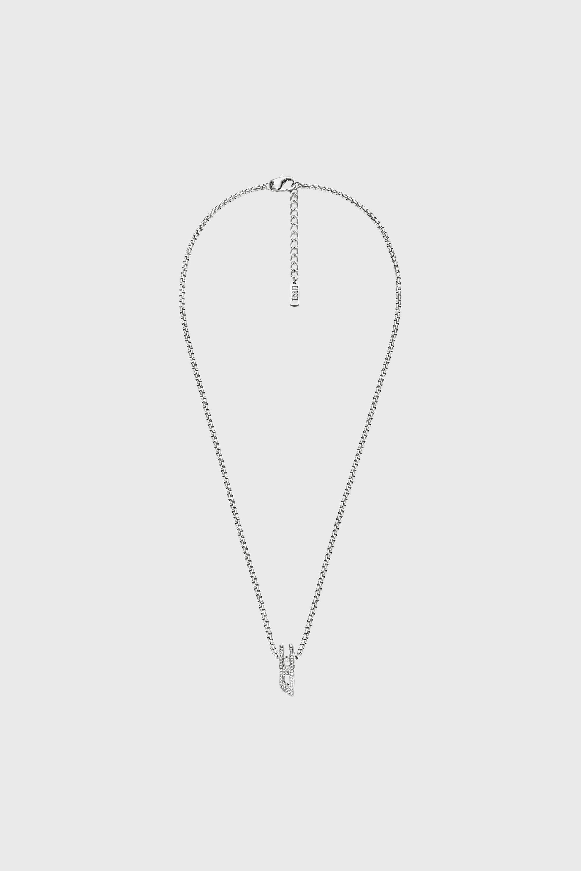 Stainless steel pave pendant necklace