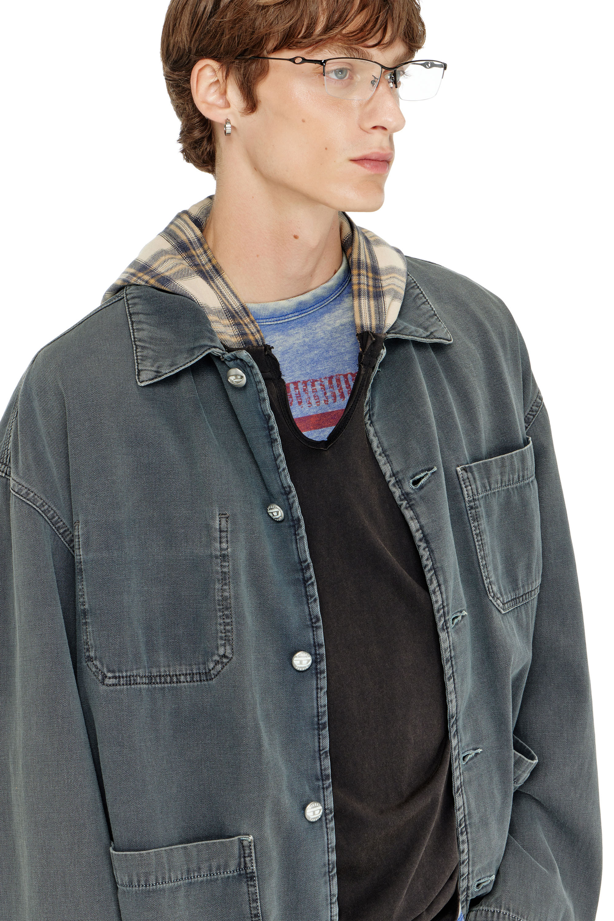 Diesel - D-STACK-U, Unisex's Utility-style jacket in coloured denim in Grey - 5