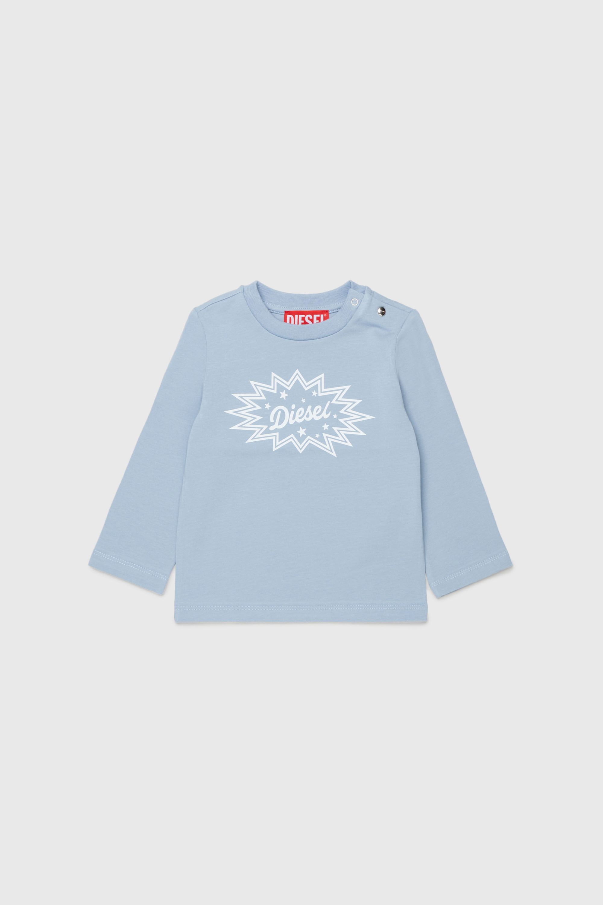 Diesel - TFUMB, Woman's Long-sleeve T-shirt with starburst logo print in Light Blue - 1