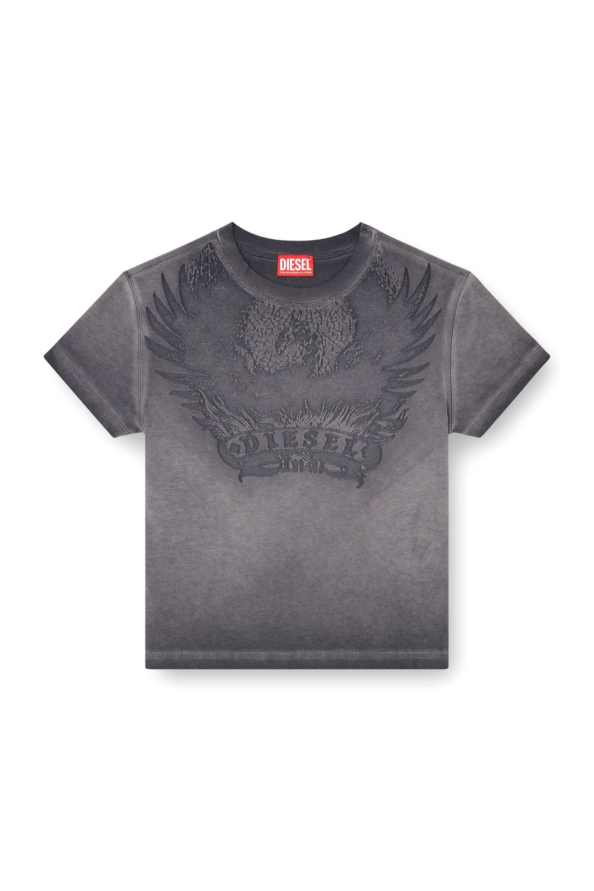 Diesel - T-ILA-AA7, Woman's Slim T-shirt with d&eacute;vor&eacute; Phoenix in Grey - 2