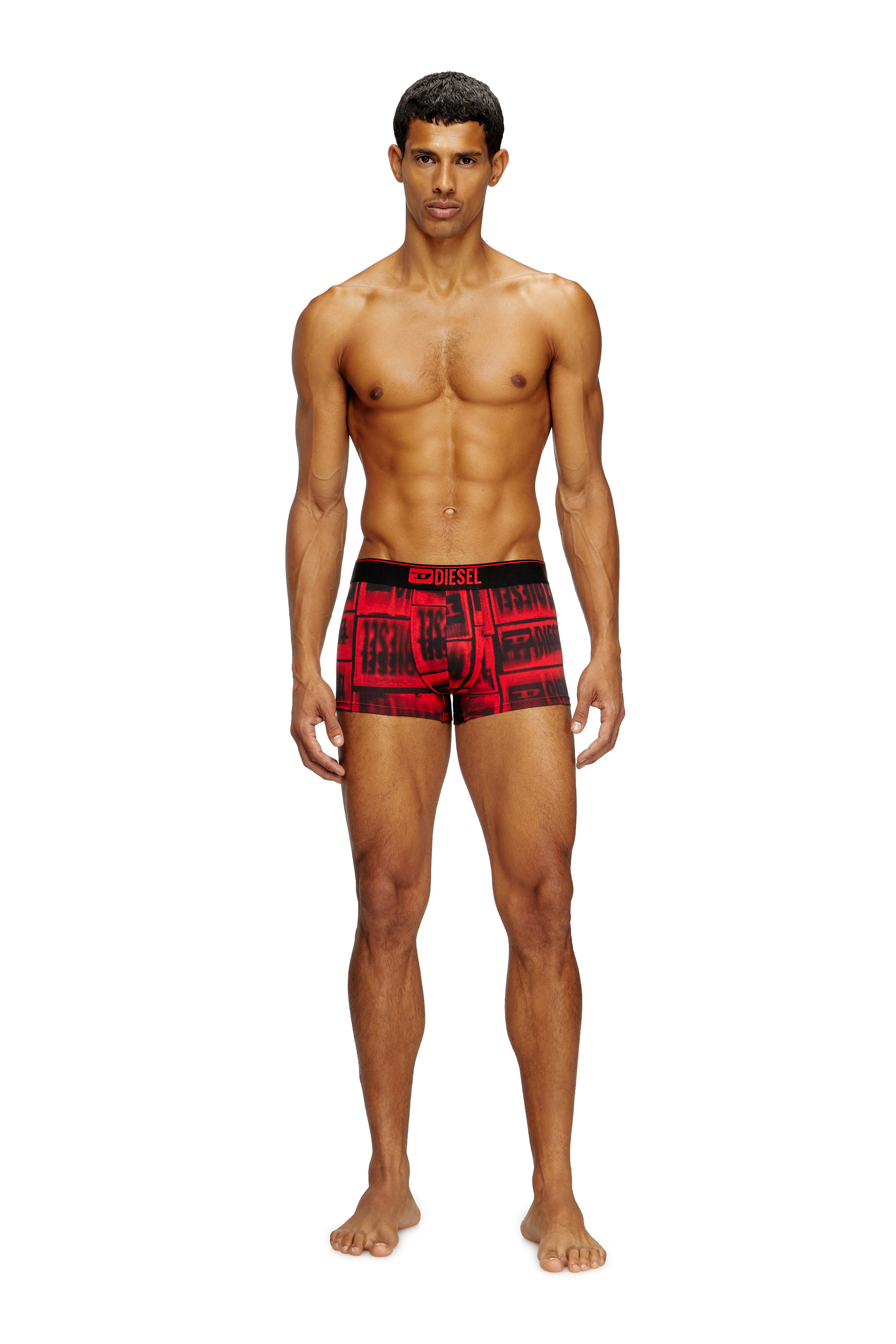 Diesel - DAMIEN-D-BOX, Man's Boxer briefs with faded logo print in Red - 1