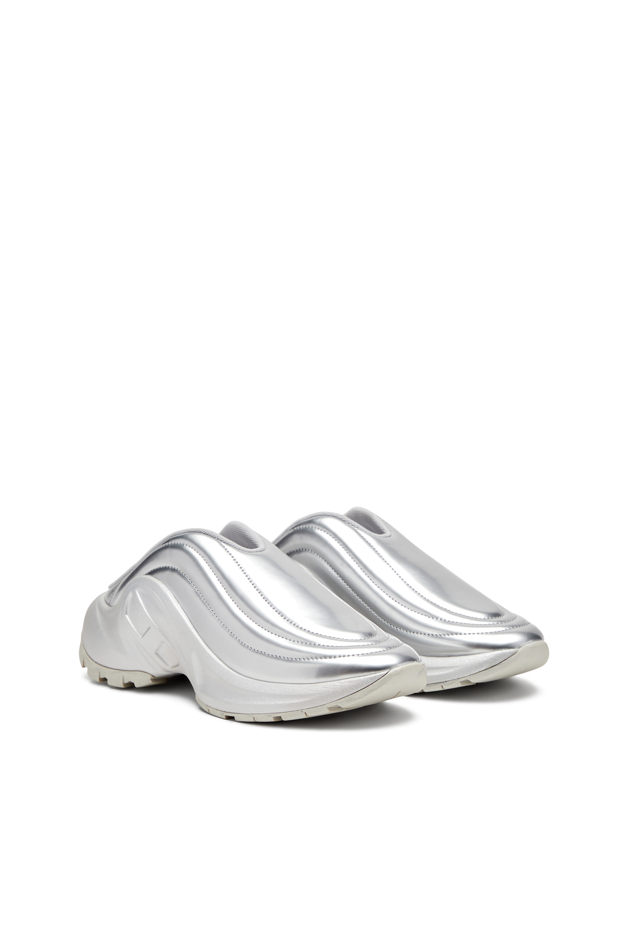 Diesel - S-D-RUNNER MULE X, Unisex's Metallic mules in Silver - 2