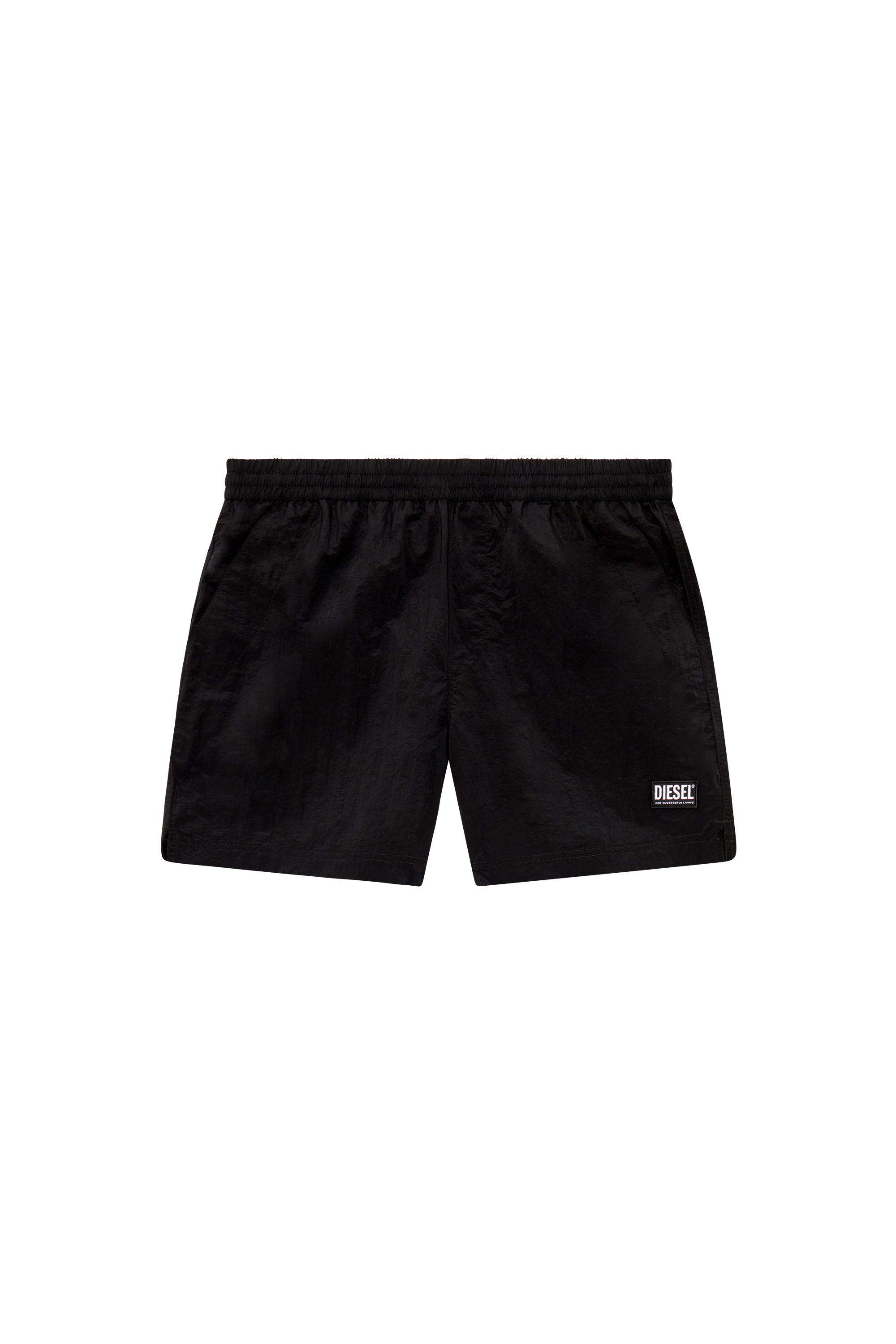 Diesel - BMBX-RIO-41CM-PARACHUTE, Man Board shorts in crinkled fabric in Black - Image 1