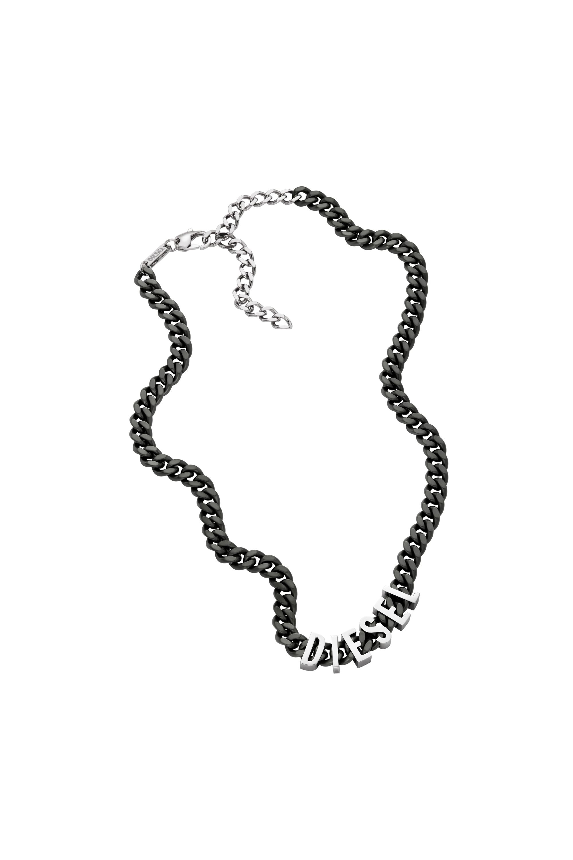 Diesel - DX1487, Man Two-Tone stainless steel chain necklace in Black - Image 2