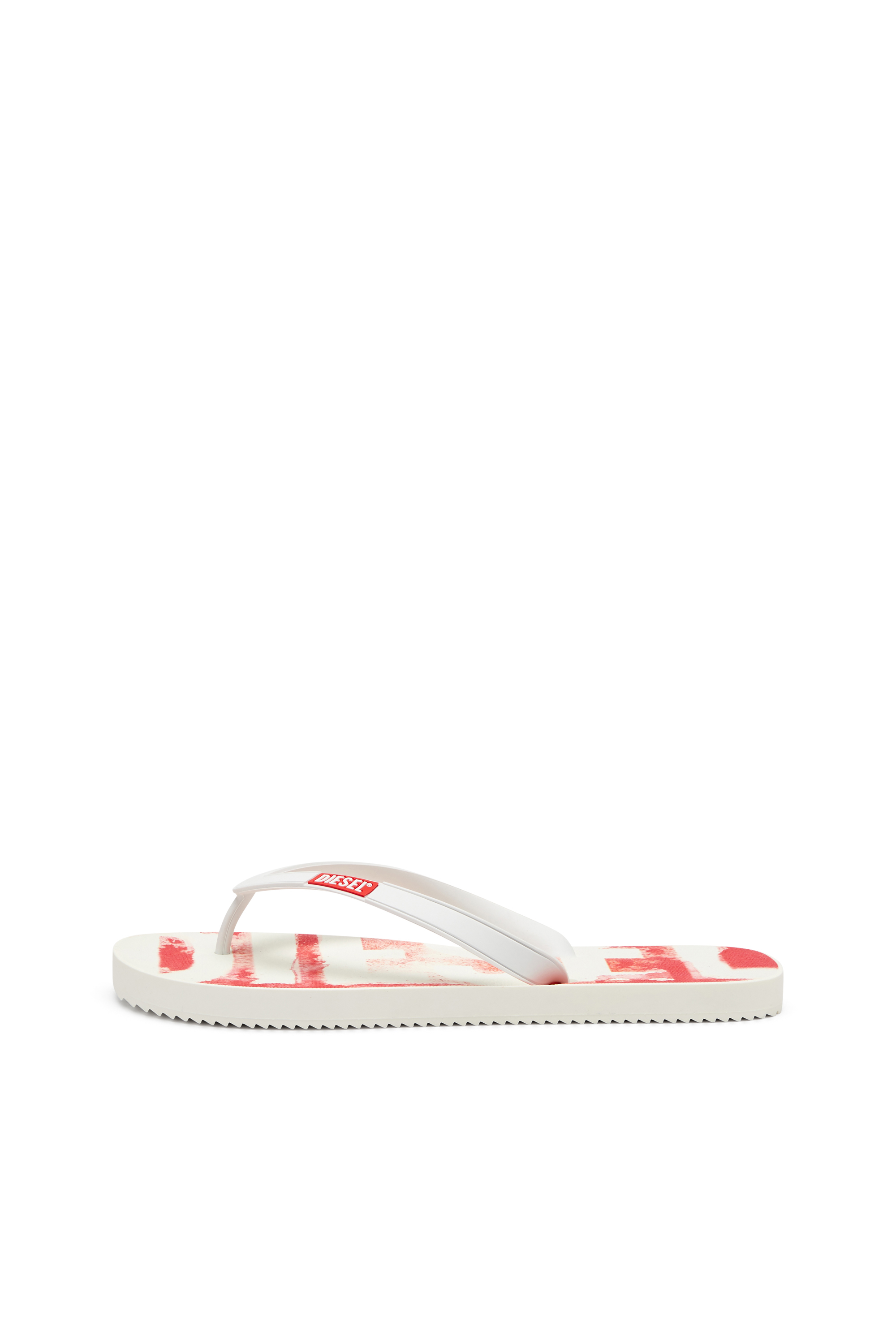 Diesel - SA-RIO, Man's Sa-Rio-Rubber flip-flops with graffiti logo in White/Red - 7