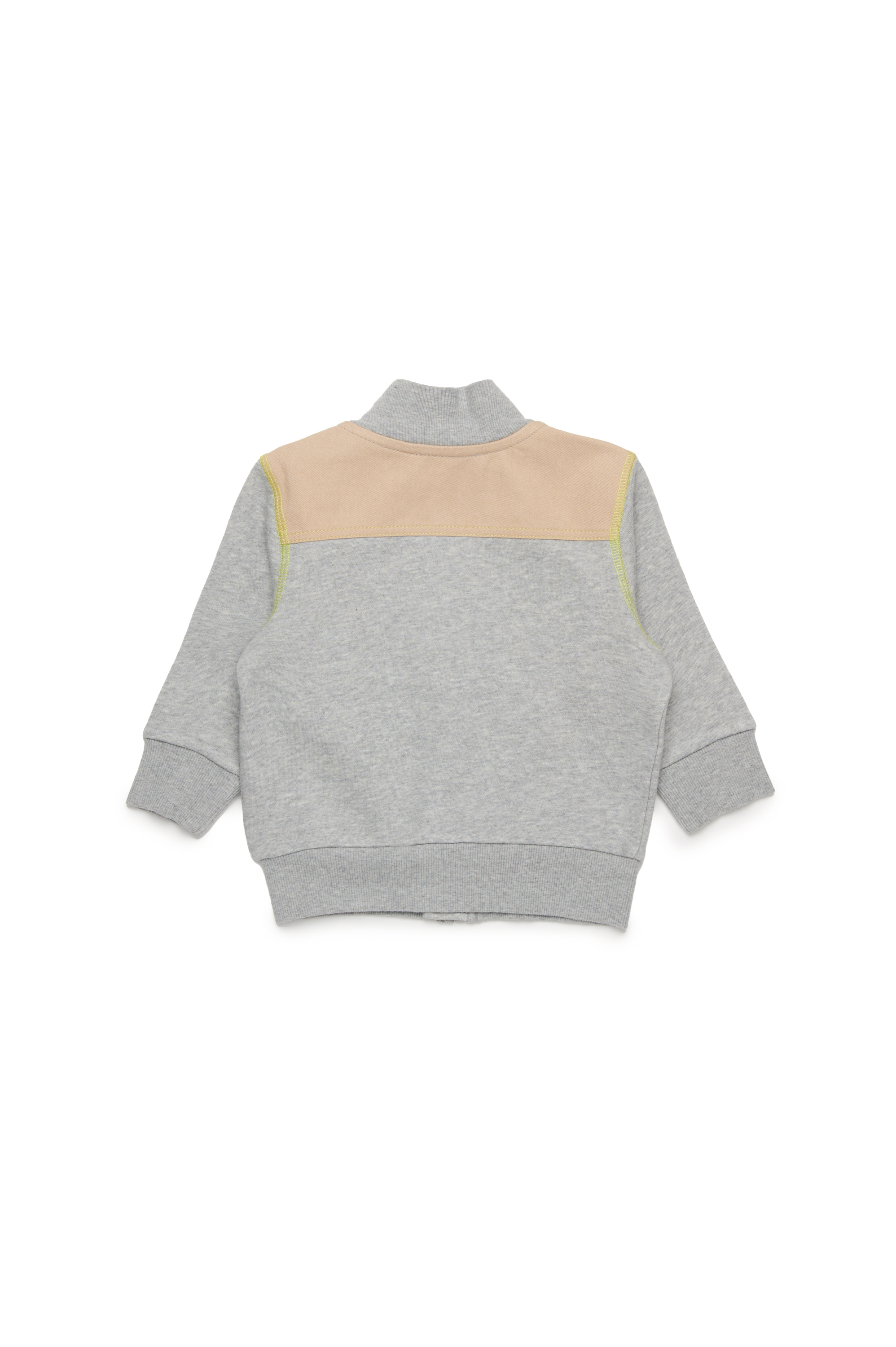 Diesel - SVABIB, Man's Zip-up sweatshirt with gabardine details in Grey - 2