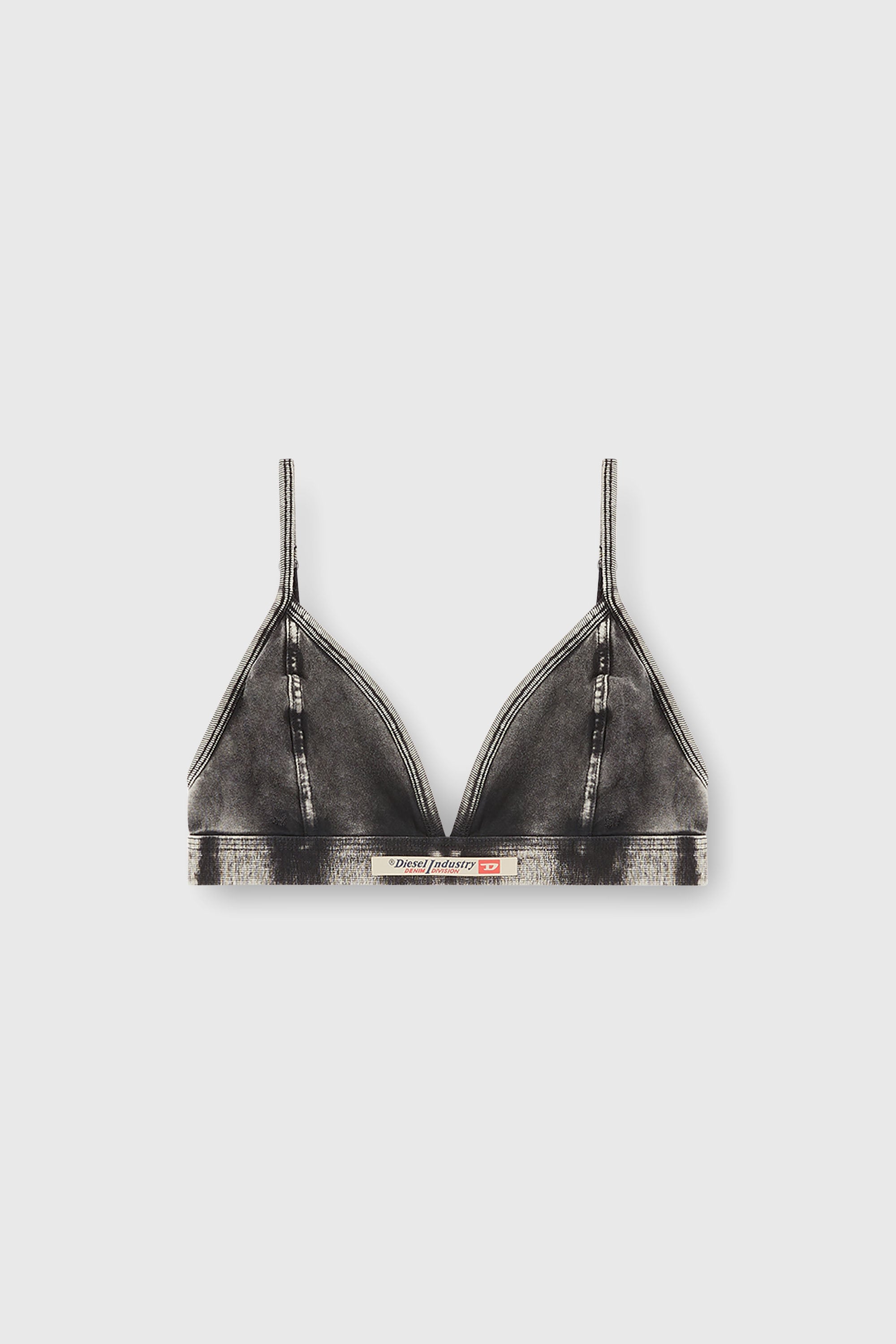 Diesel - SCILLA-DNM, Woman's Denim-effect triangle bra in Dark grey - 2