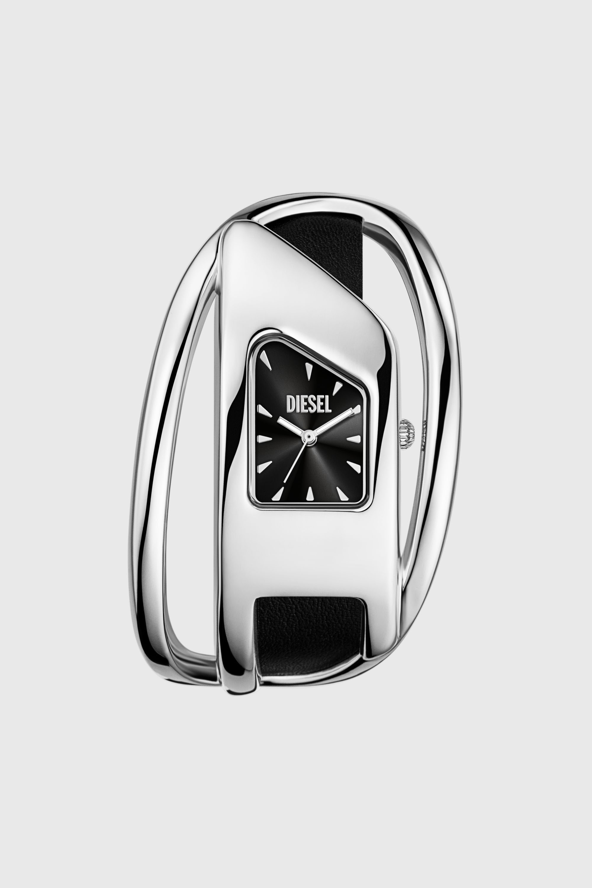 Diesel - DZ5627 WATCH, Woman's Wrap-D black leather watch in Silver/Black - 1