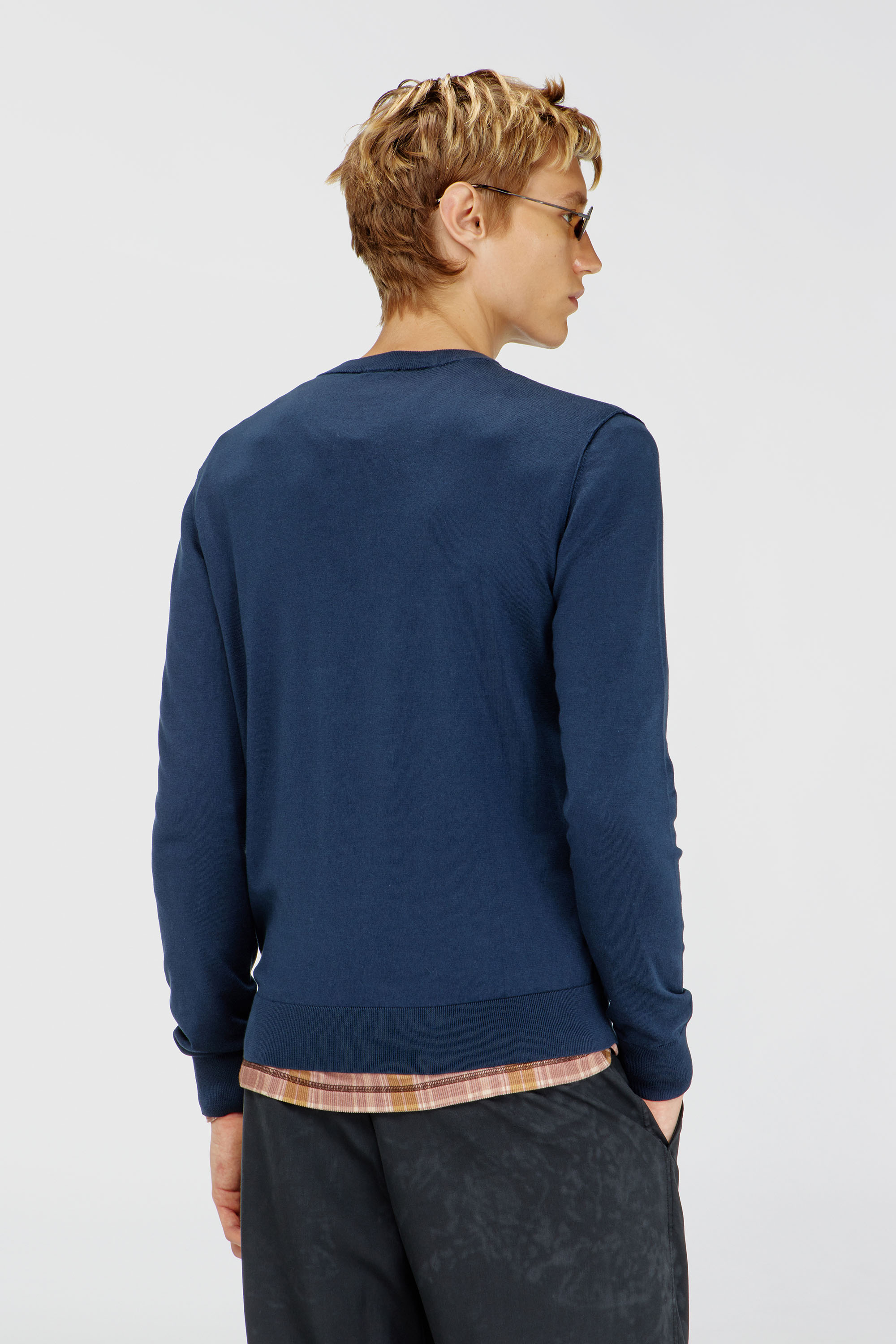 Diesel - K-FREEX-TAG-T92, Man's Cotton knitwear with tonal logo in Blue - 4
